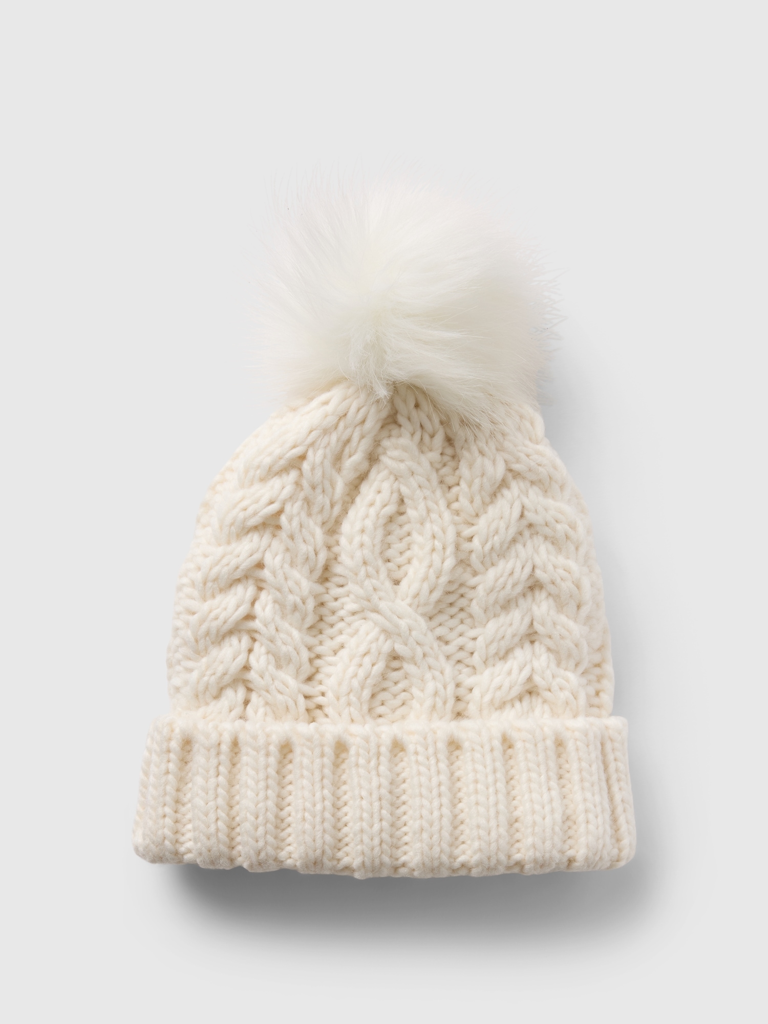 Cable-Knit Poof Beanie