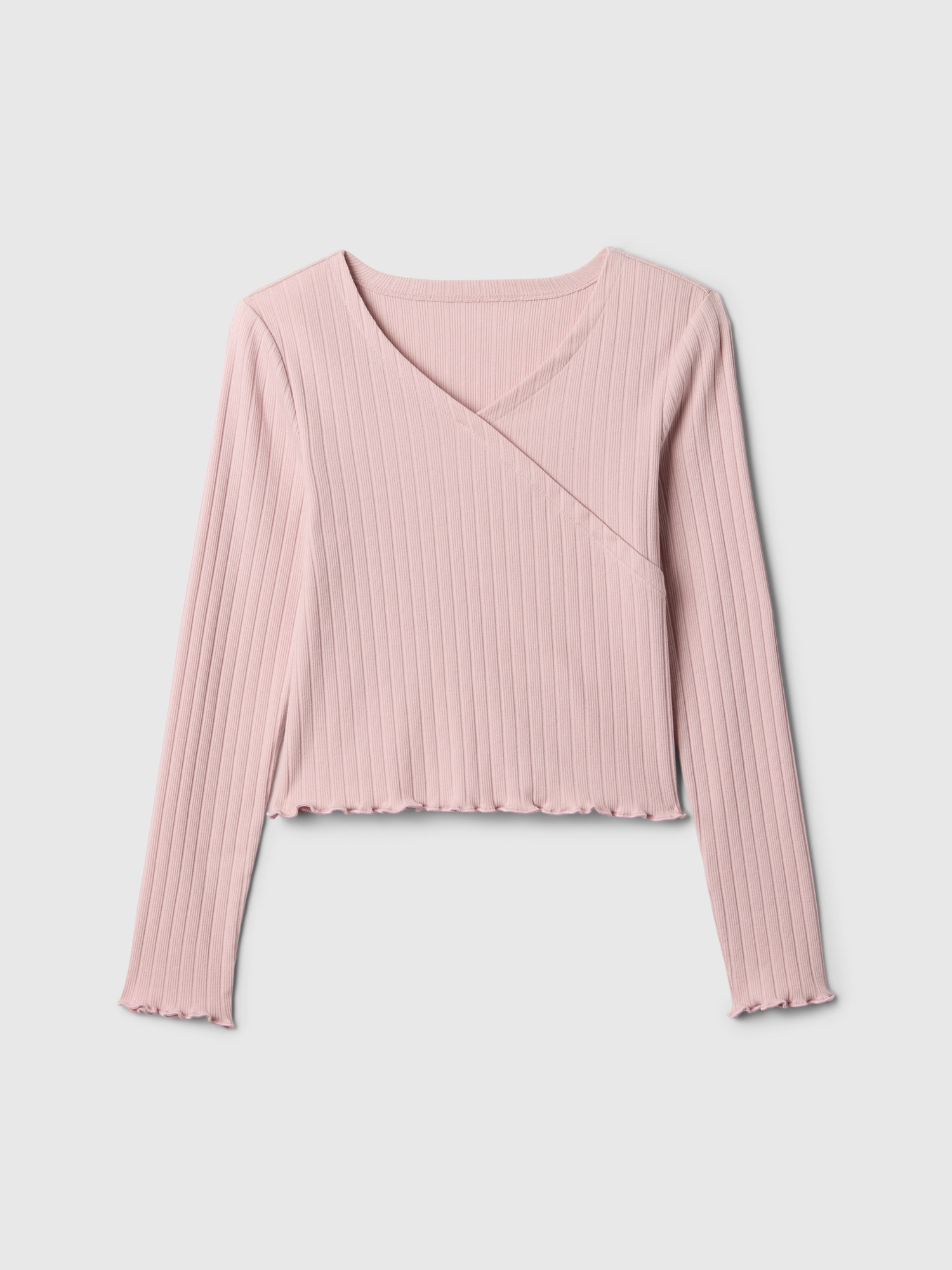 Kids Ribbed Wrap-Over Top