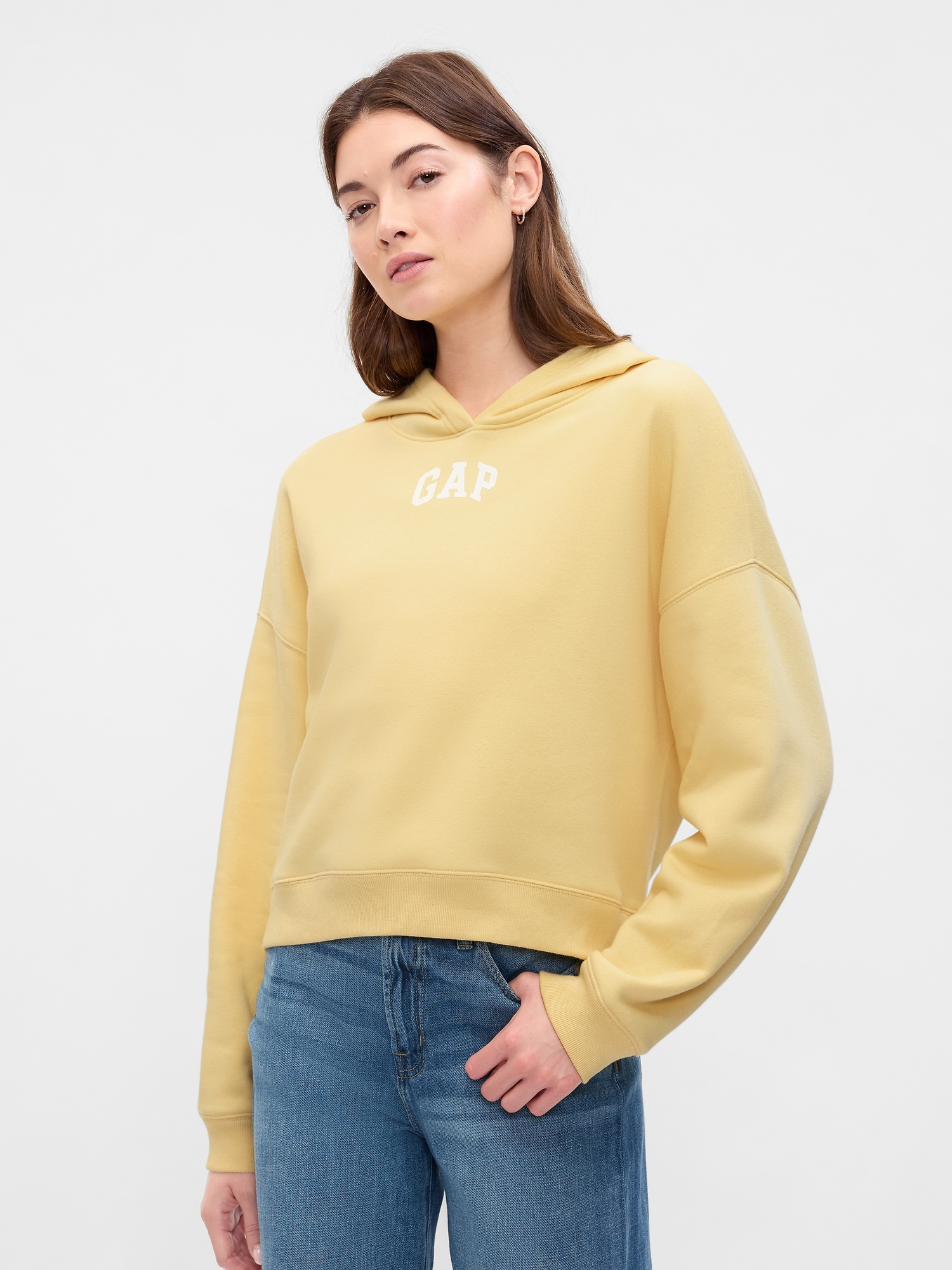 Relaxed Gap Mini-Logo Cropped Hoodie