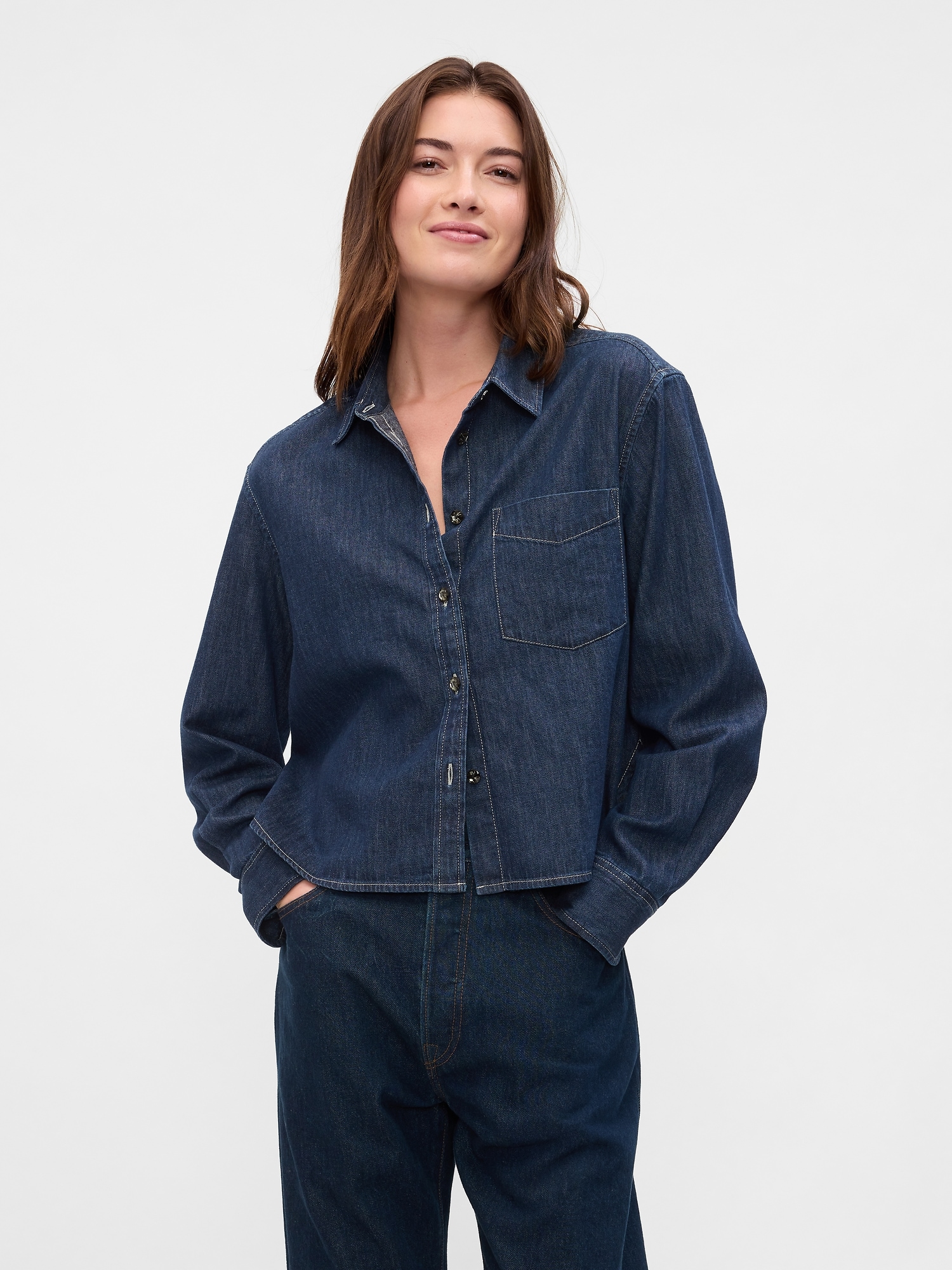 Cropped Classic Denim Shirt