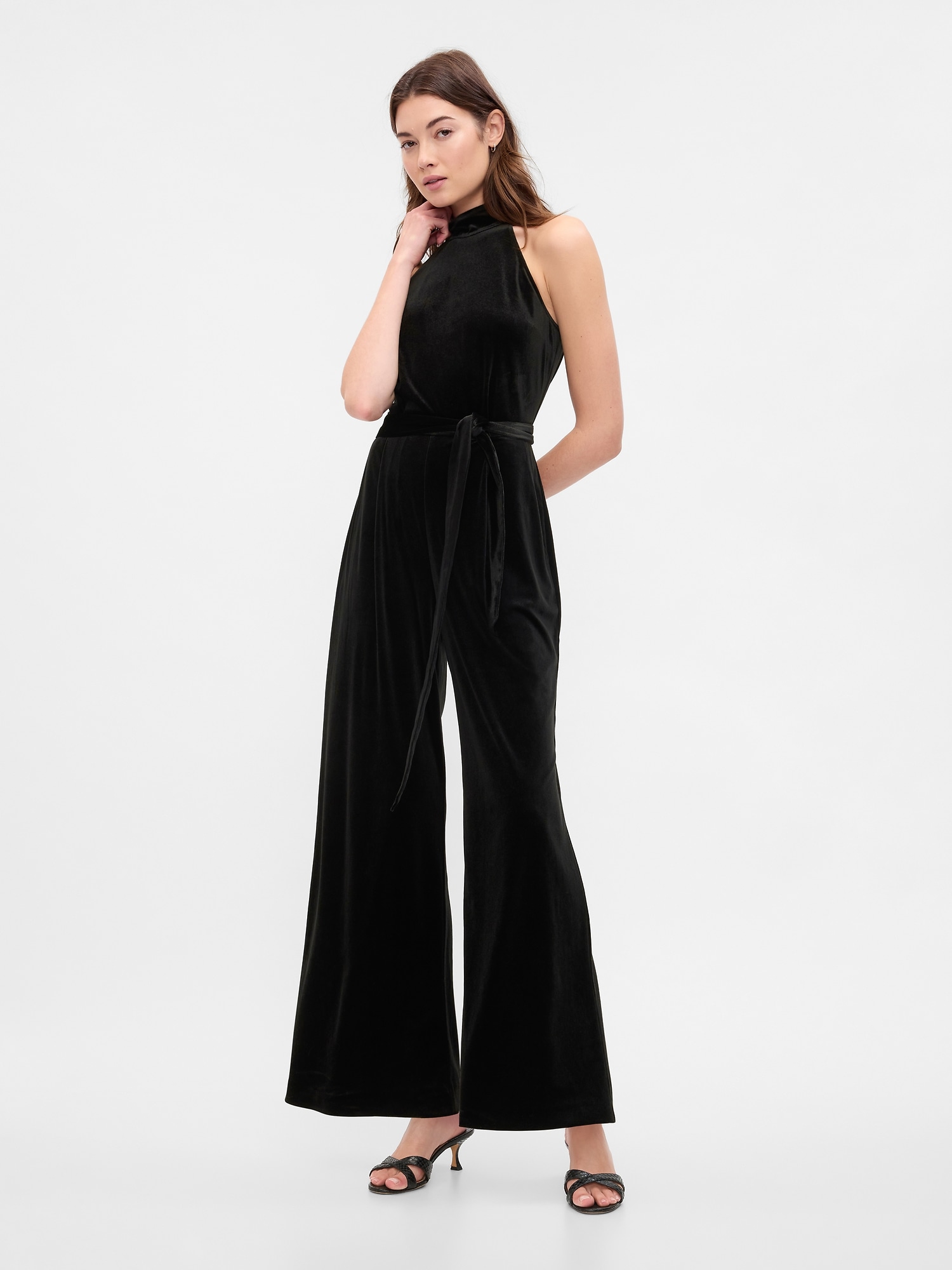 Recycled Velvet Wide-Leg Jumpsuit