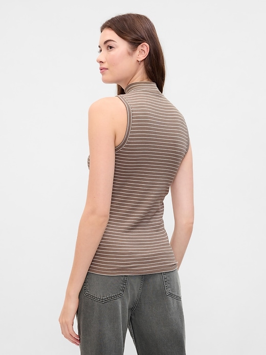 Image number 2 showing, Ribbed Sleeveless Mockneck T-Shirt