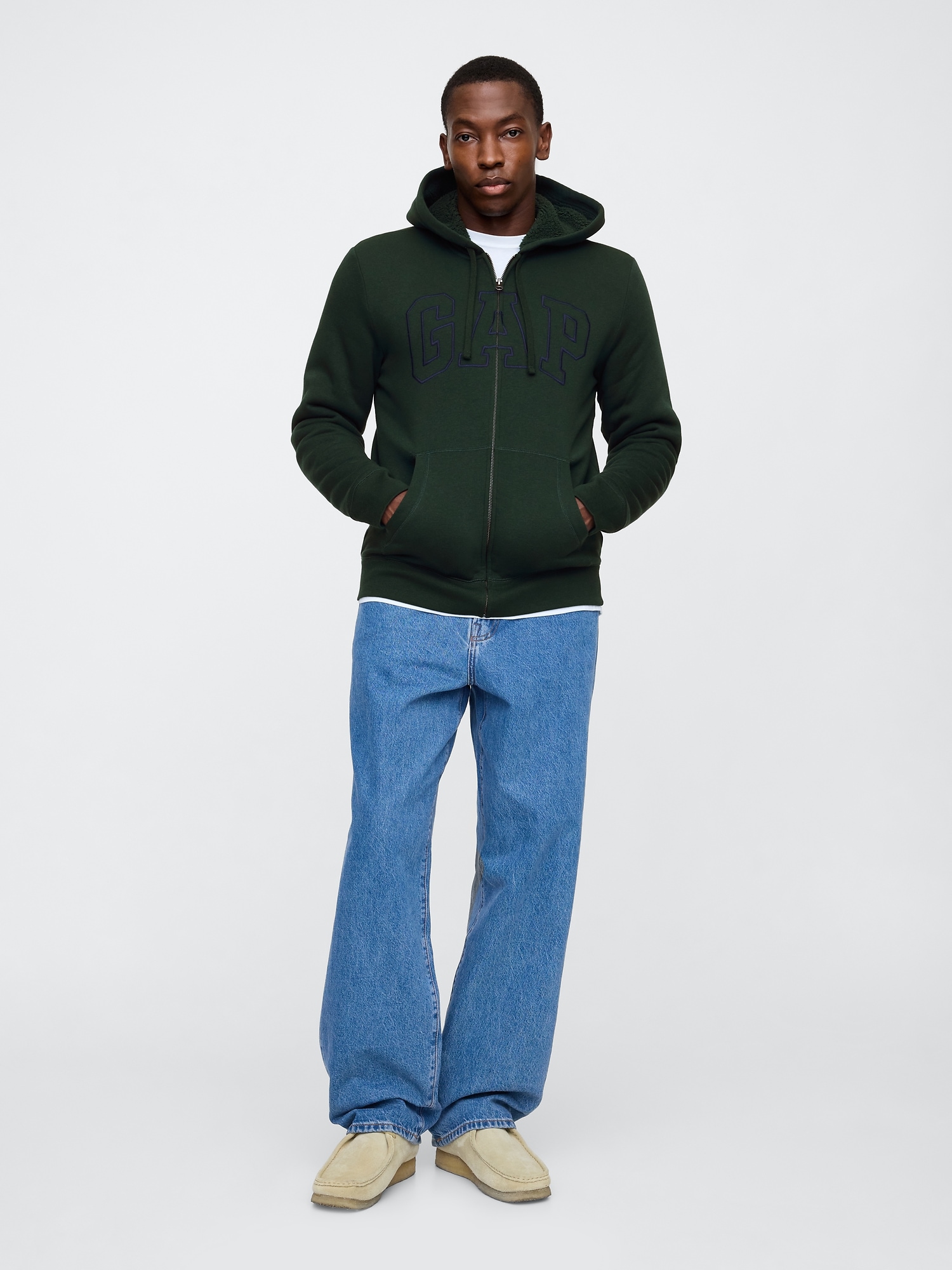 Gap Logo Sherpa Lined Zip Hoodie Gap Factory