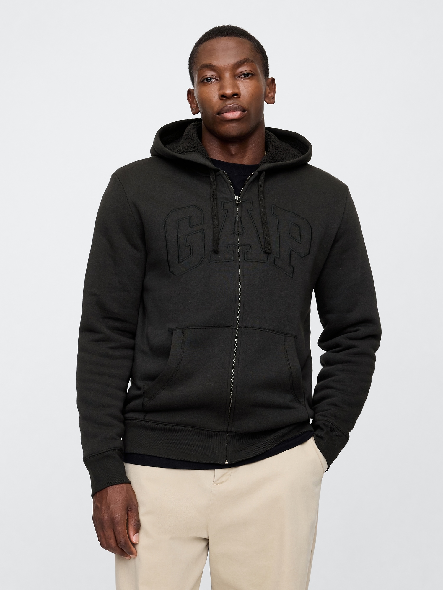 Gap Logo Sherpa-Lined Zip Hoodie