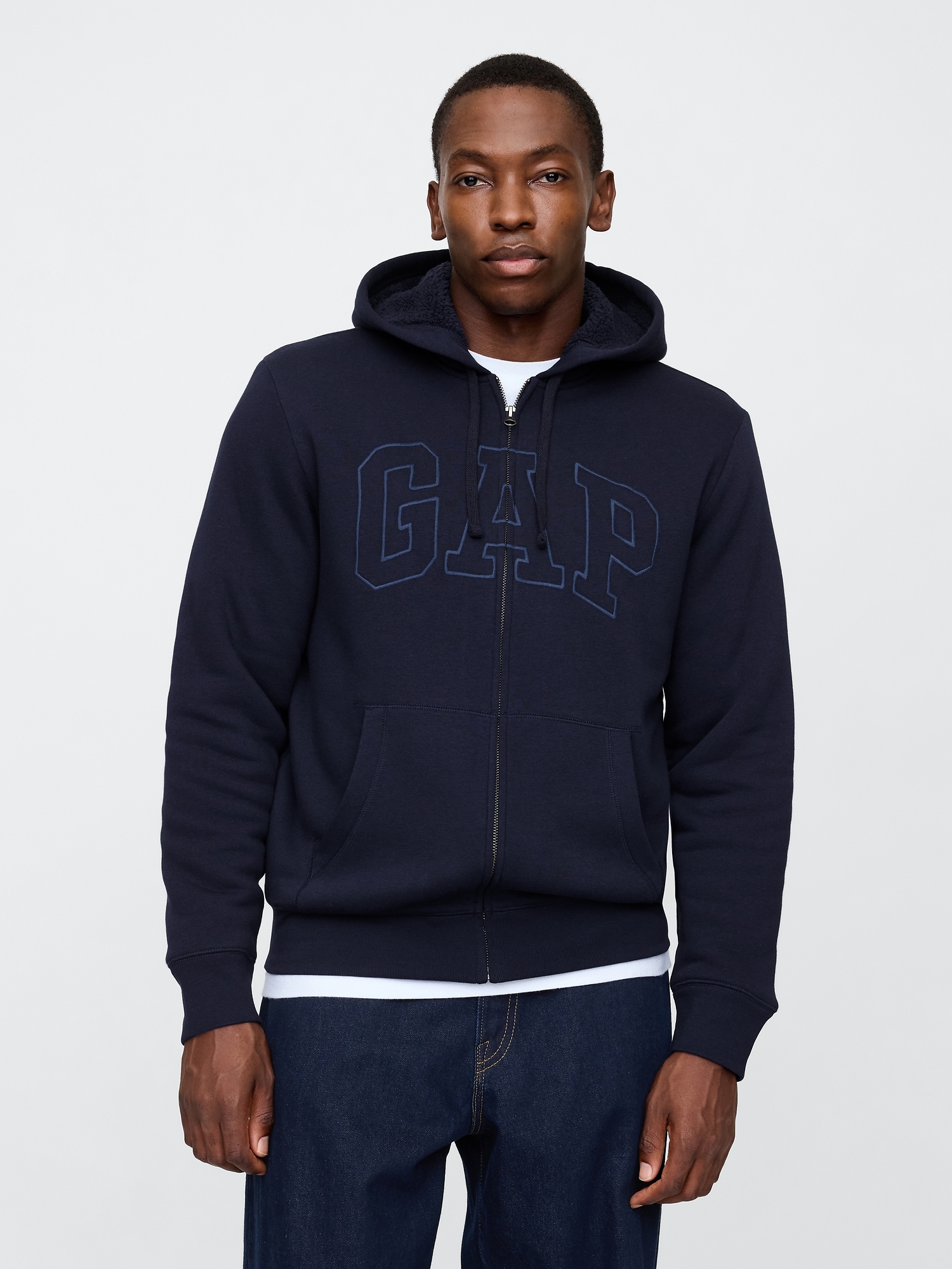 Gap Logo Sherpa Lined Zip Hoodie Gap Factory