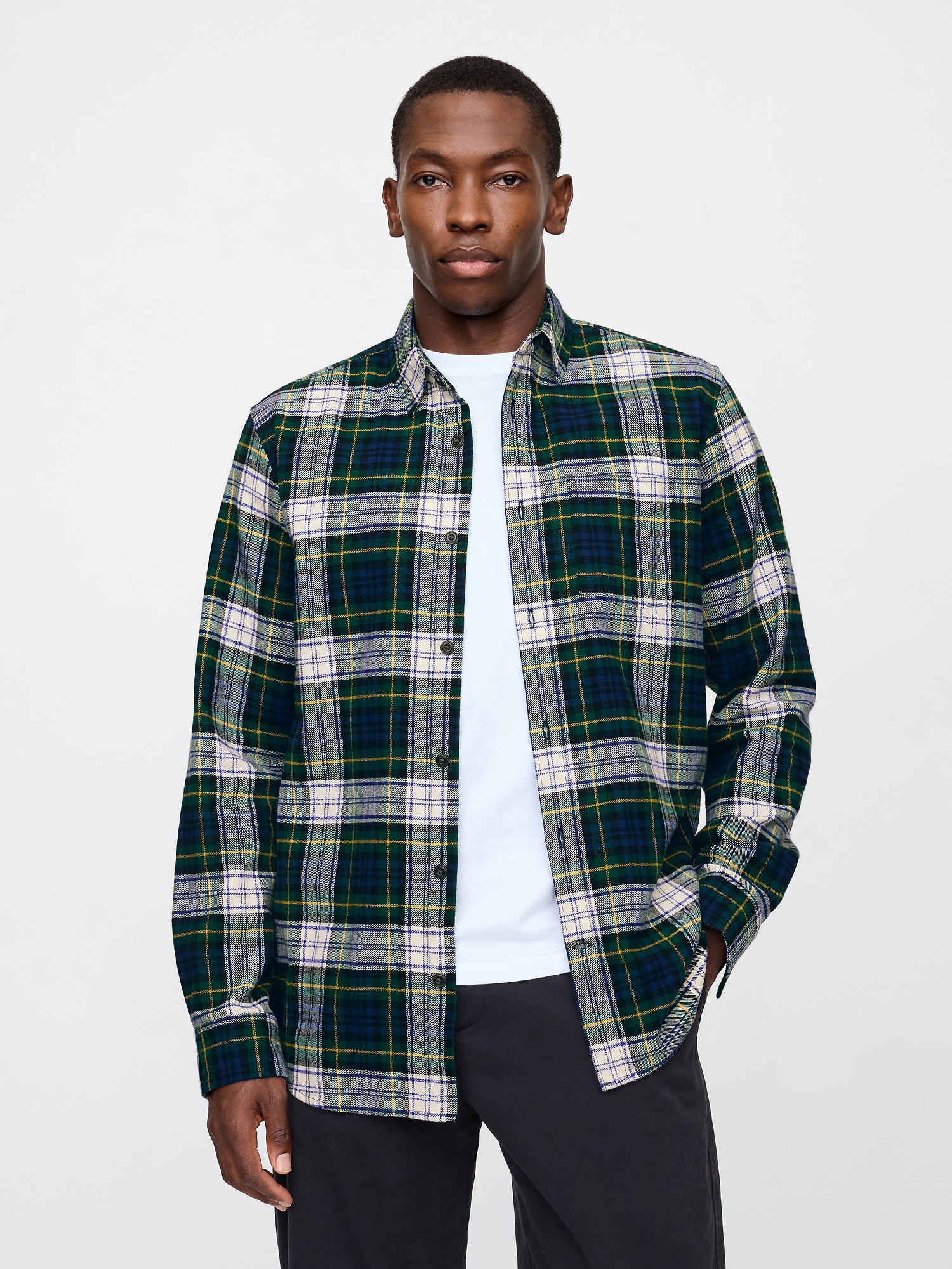 Flannel Shirt in Standard Fit - Green