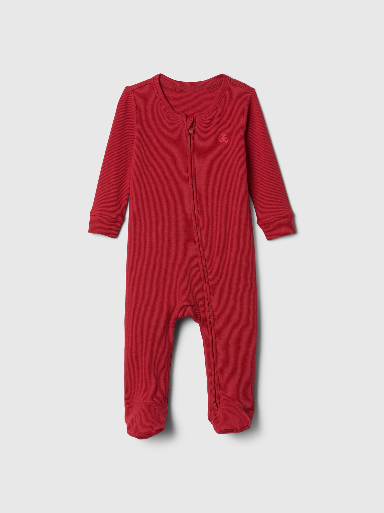 Baby Ribbed Two-Way Zip One-Piece