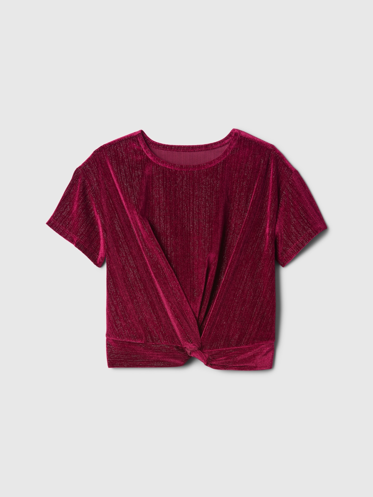 Kids Relaxed Velvet Twist-Hem Top