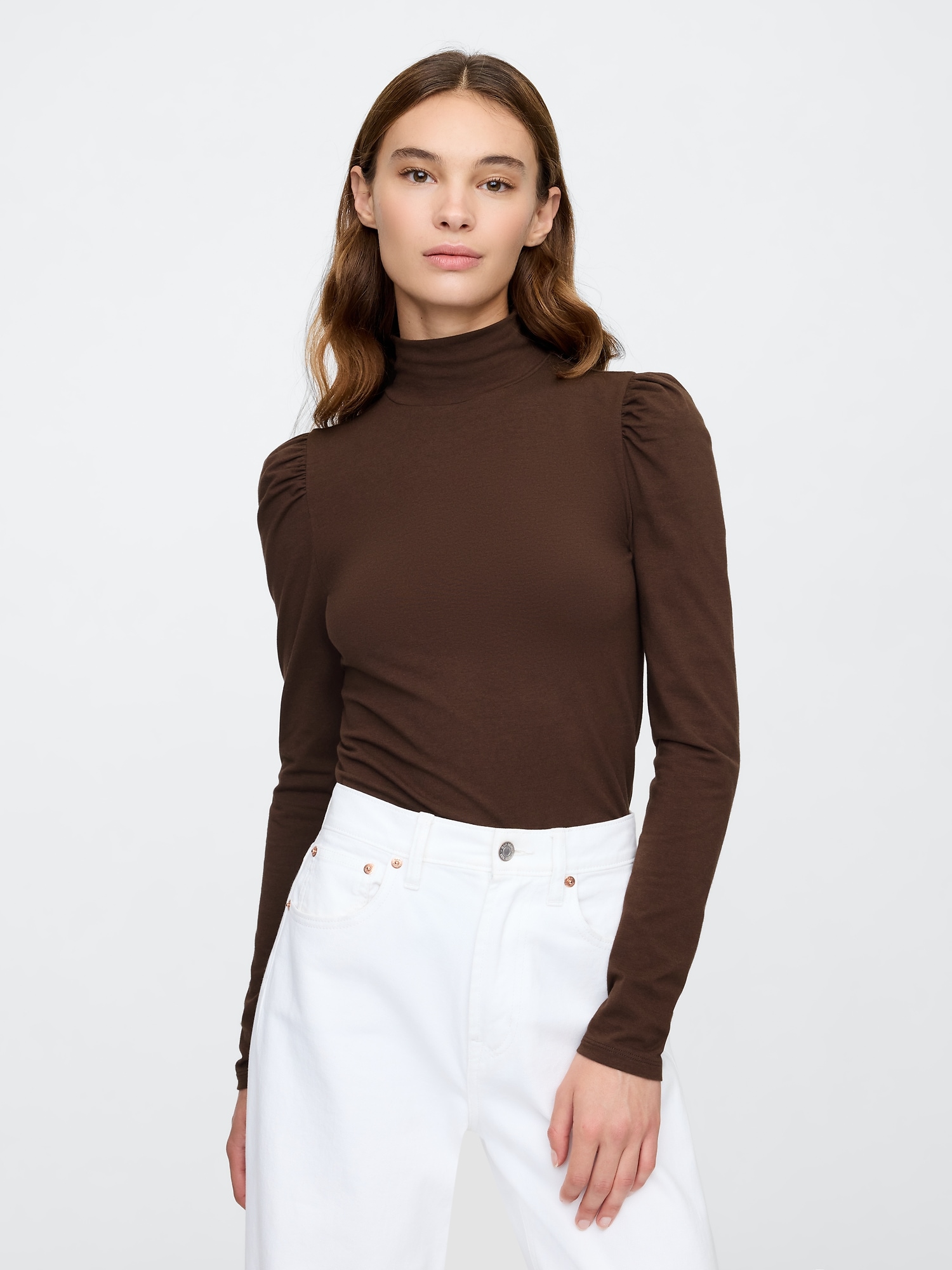 Mockneck Puff Sleeve T-Shirt