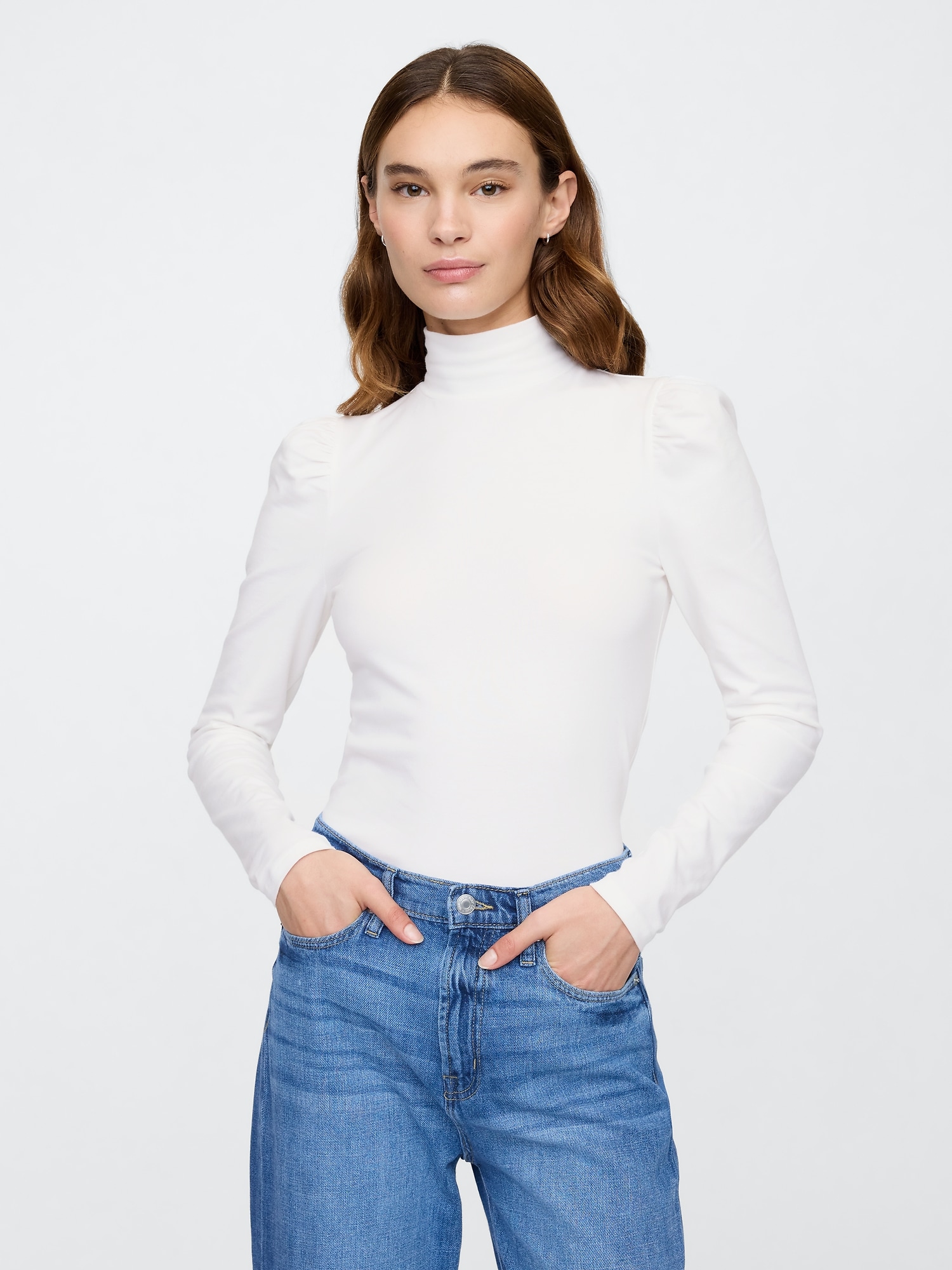 Mockneck Puff Sleeve T-Shirt