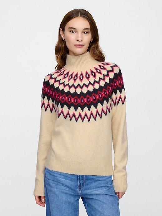 Image number 1 showing, Relaxed Fair Isle Mockneck Sweater