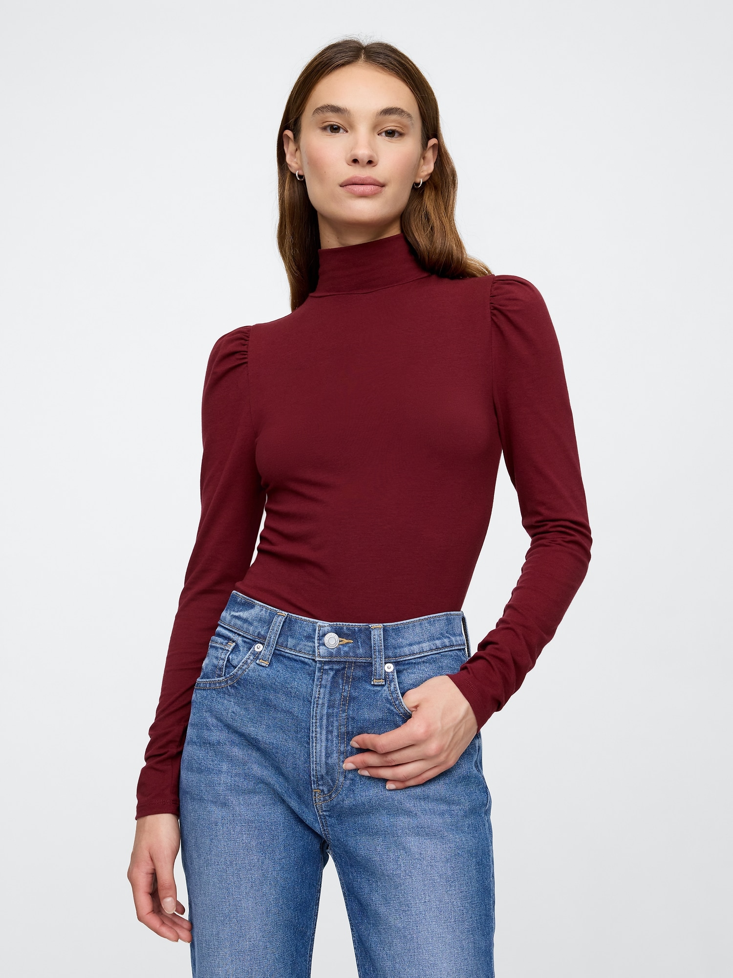 Mockneck Puff Sleeve T-Shirt