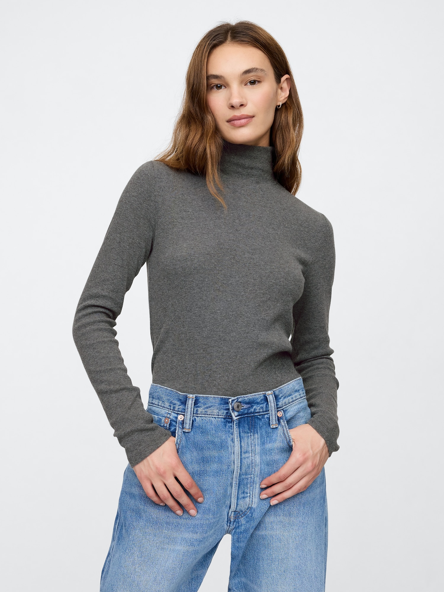 Ribbed Turtleneck T-Shirt