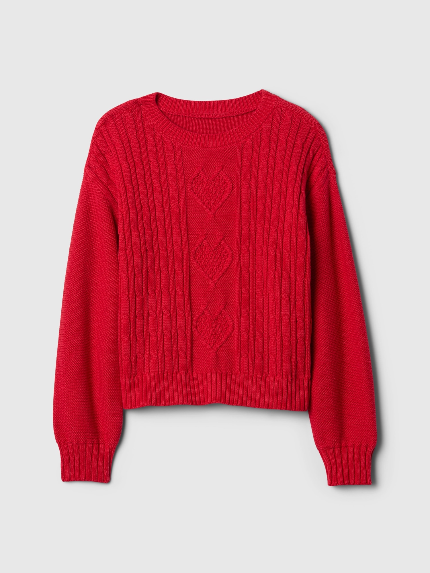 Kids Relaxed Cable-Knit Heart Sweater