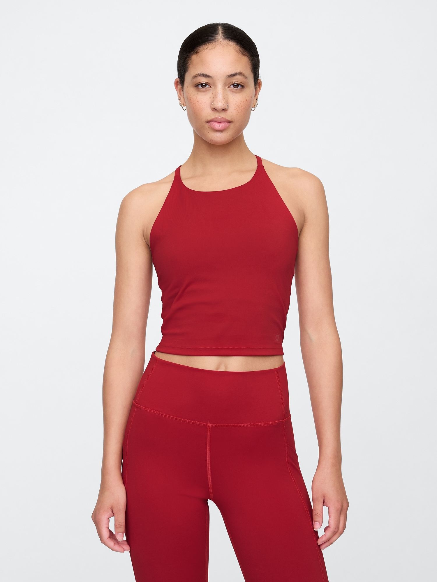 GapFit Studio Longline Sports Bra - Red