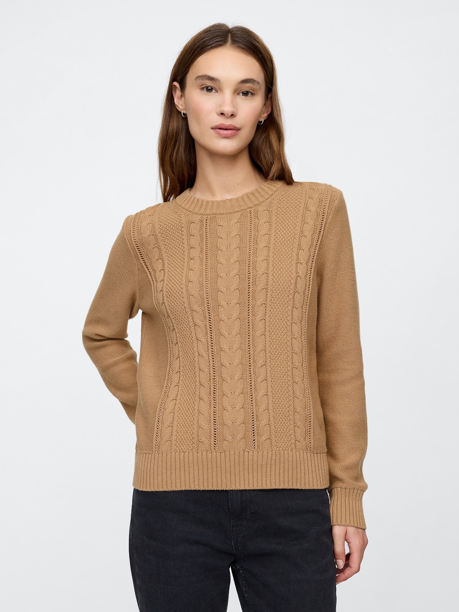 Cable-Knit Crewneck Sweater