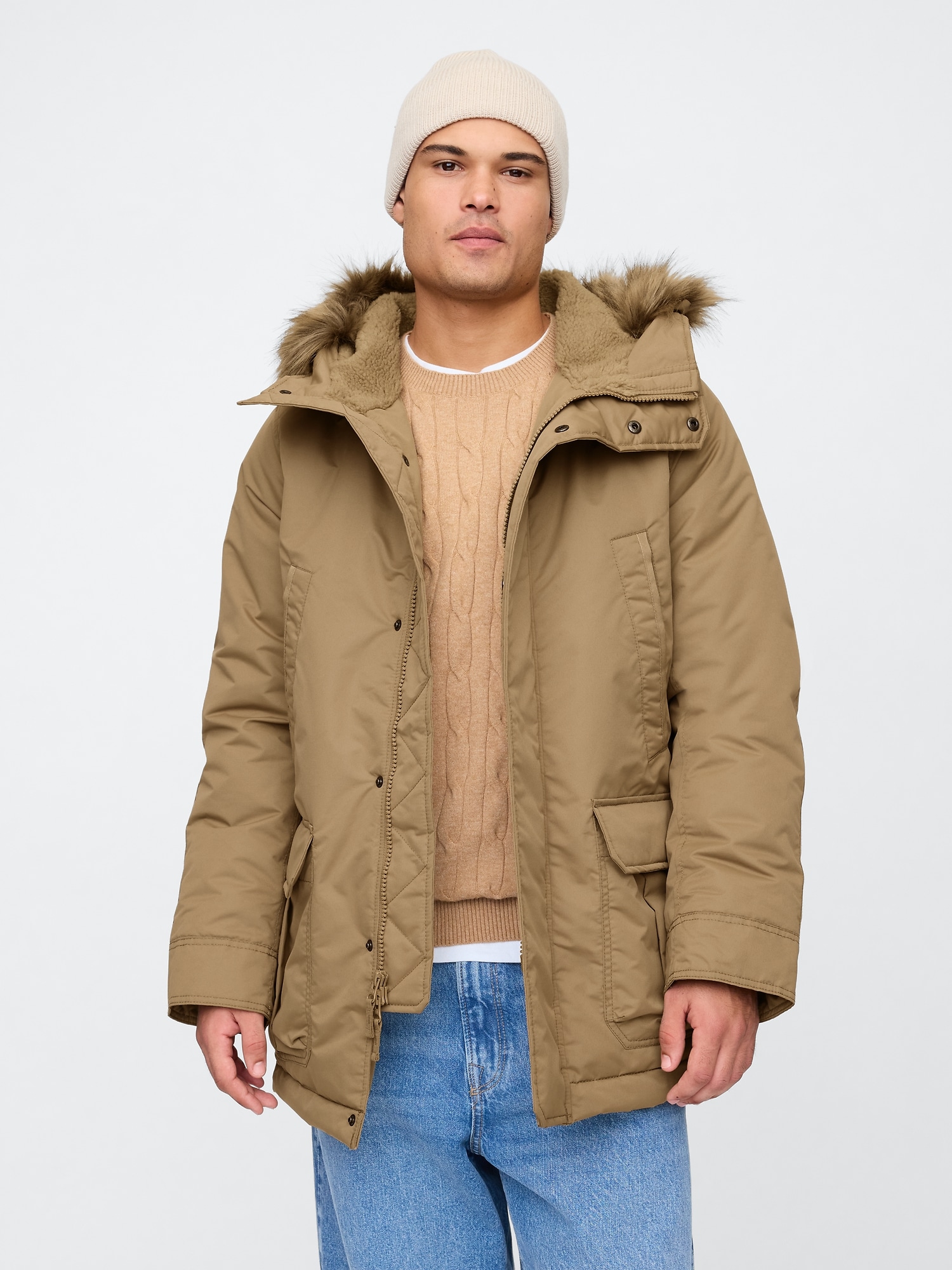 Gap long down high shine puffer coat on sale