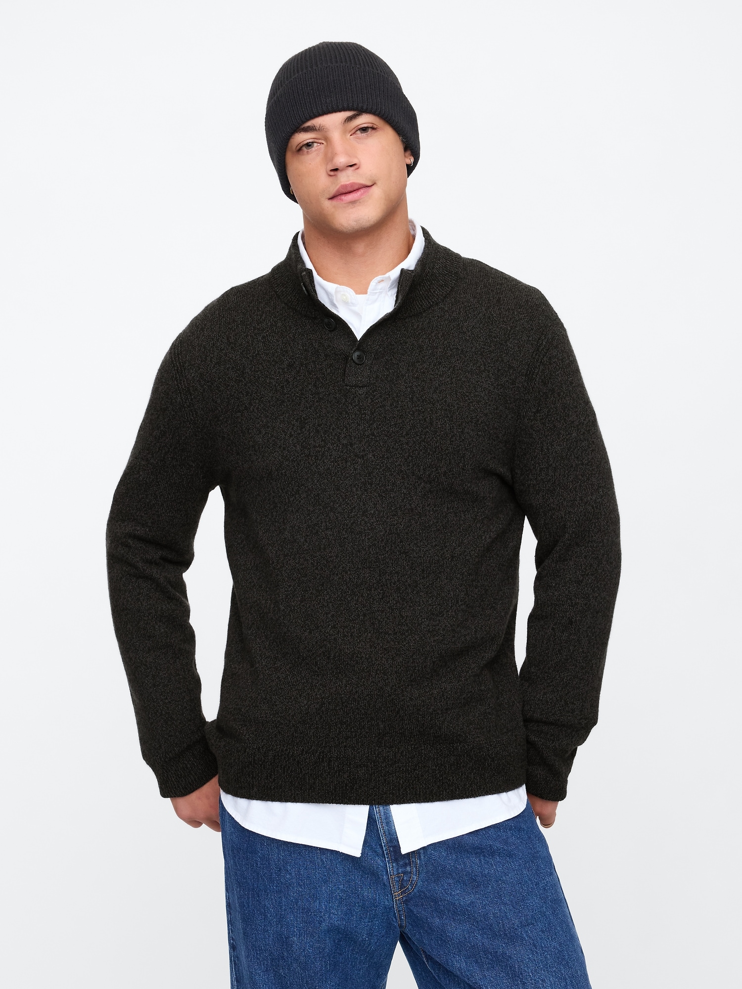 Mockneck Henley Sweater