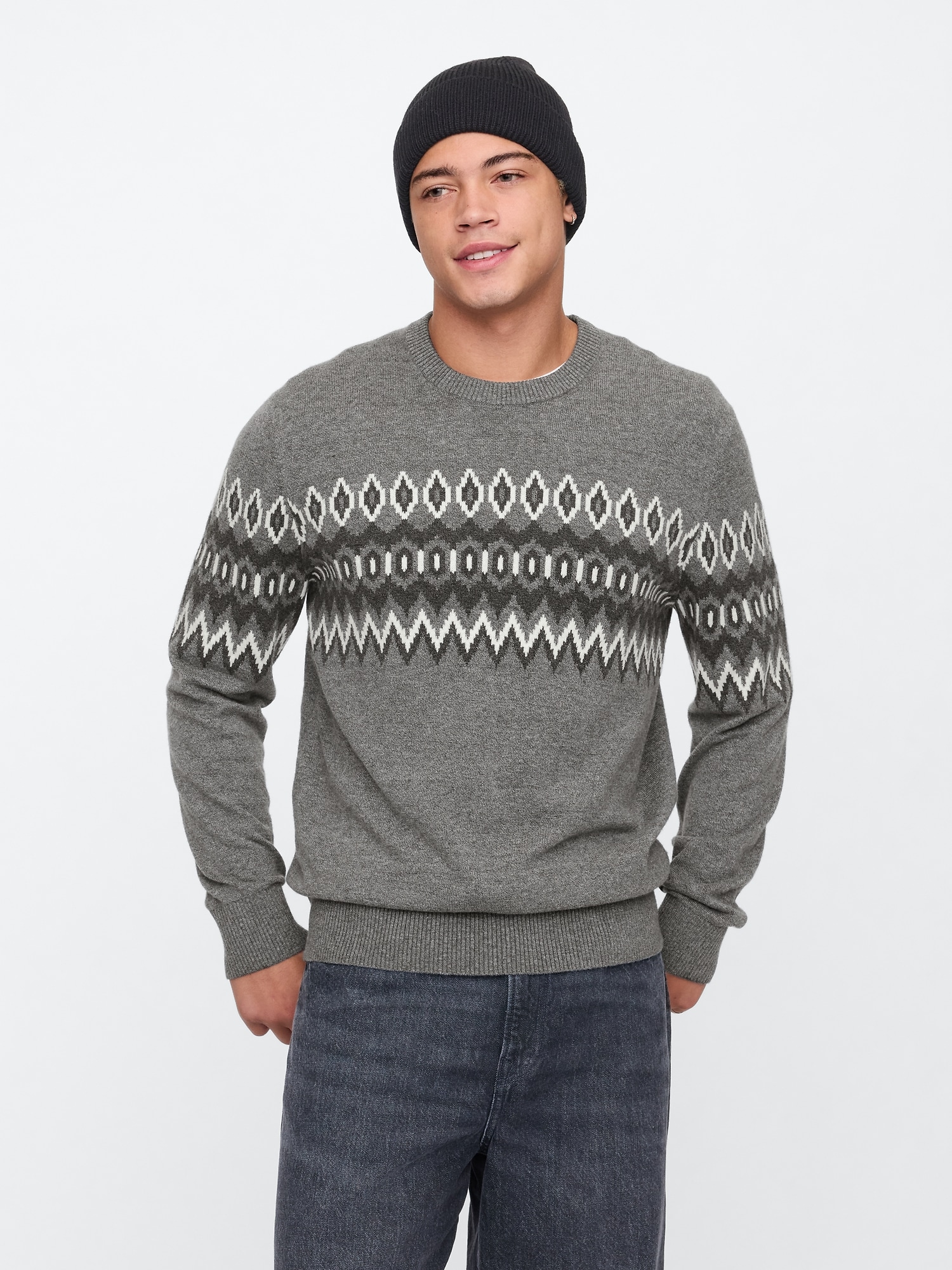 CashSoft Fair Isle Crewneck Sweater