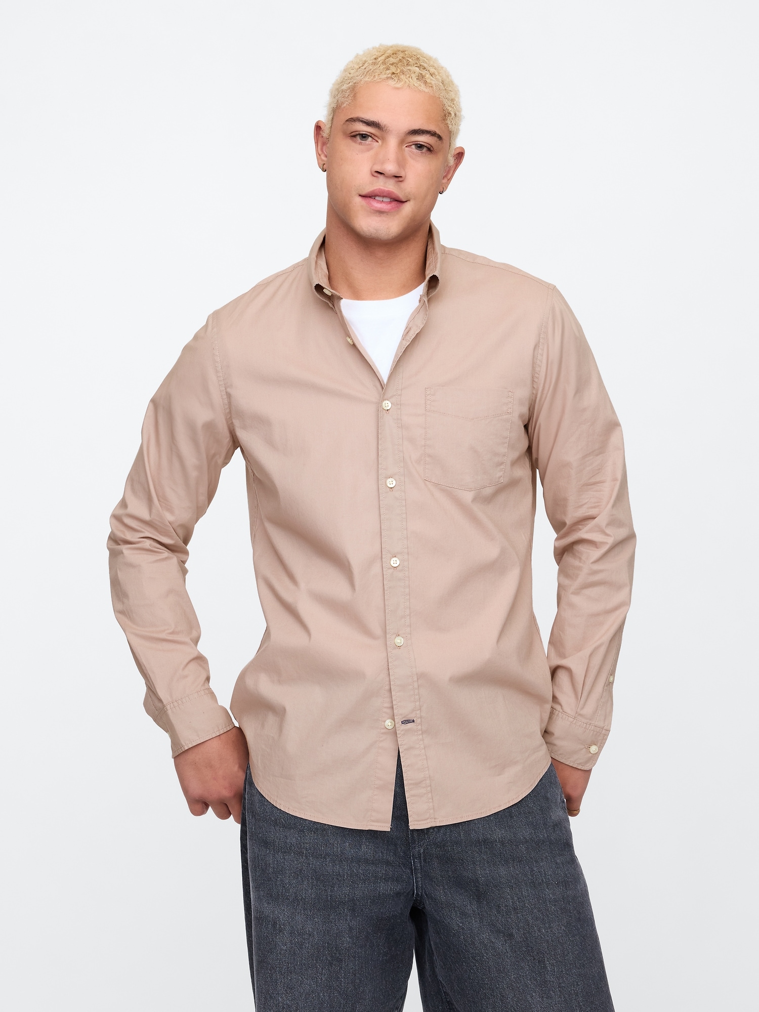 Stretch Poplin Shirt in Standard Fit