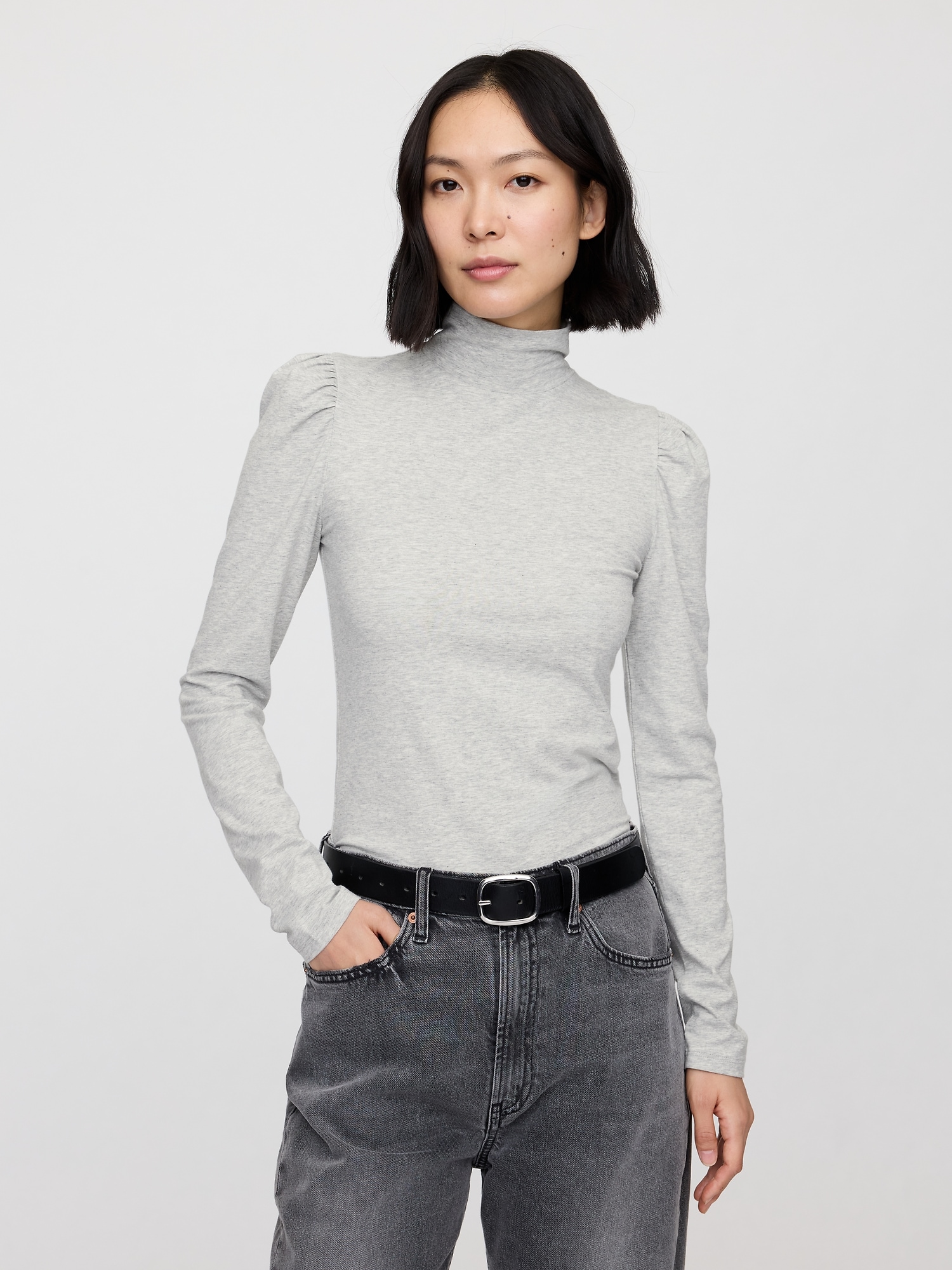 Mockneck Puff Sleeve T-Shirt