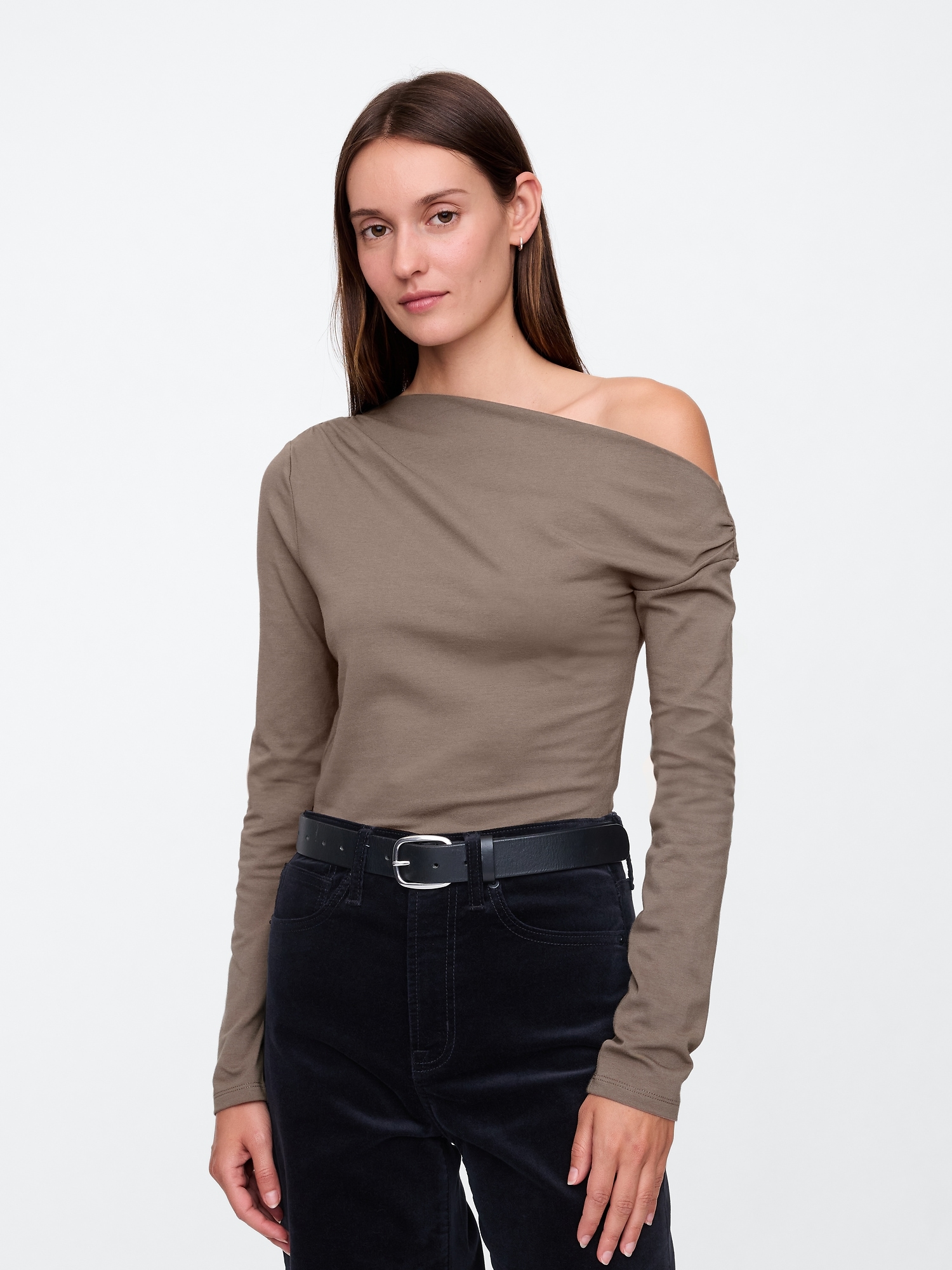 Stretch Jersey One-Shoulder Top