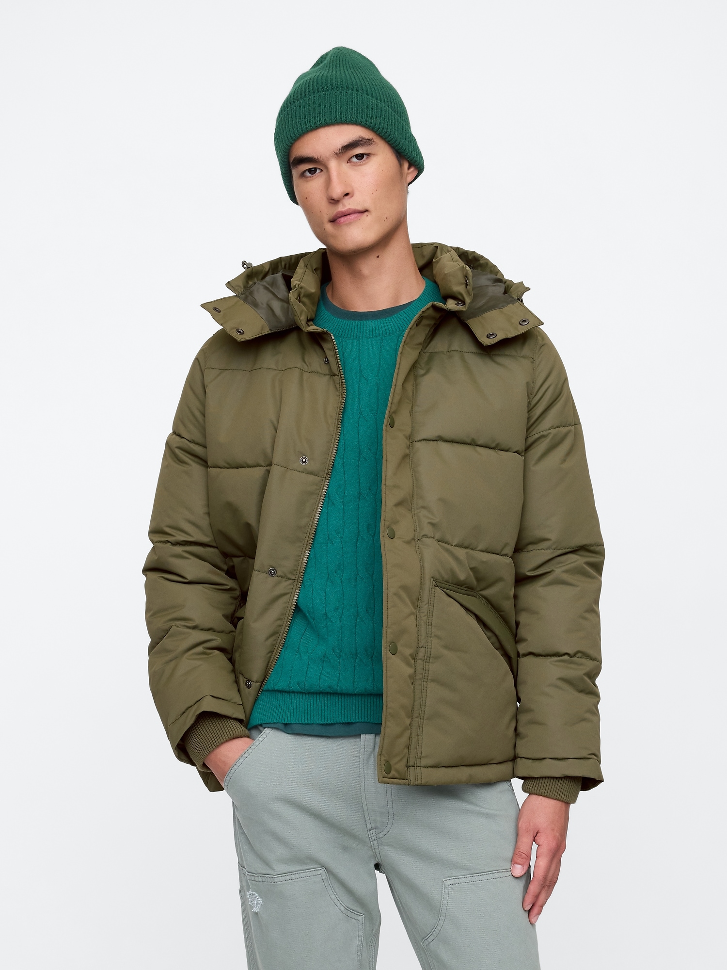 High Collar Puffer Coat Gap Factory