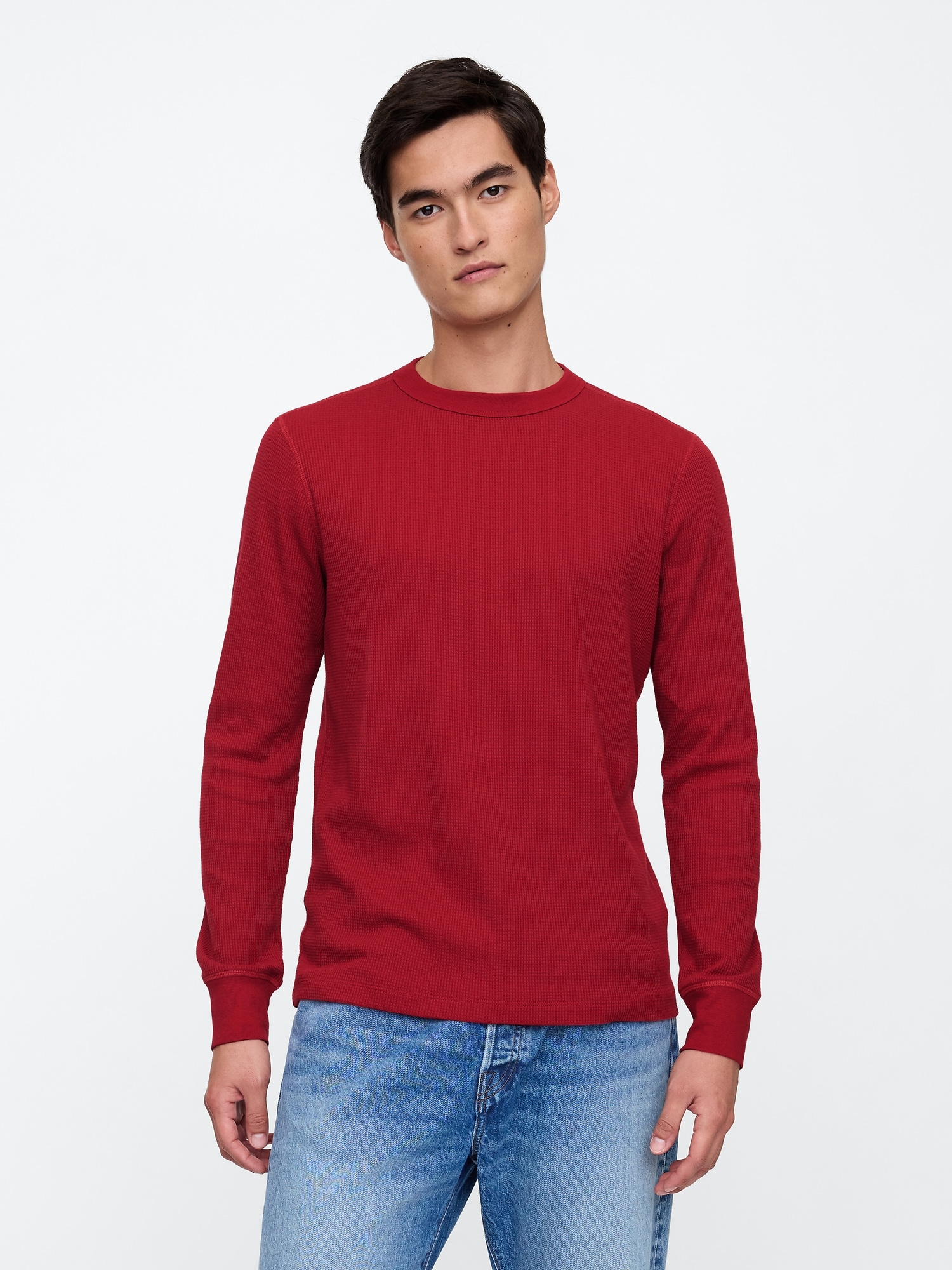 Waffle-Knit Crewneck T-Shirt