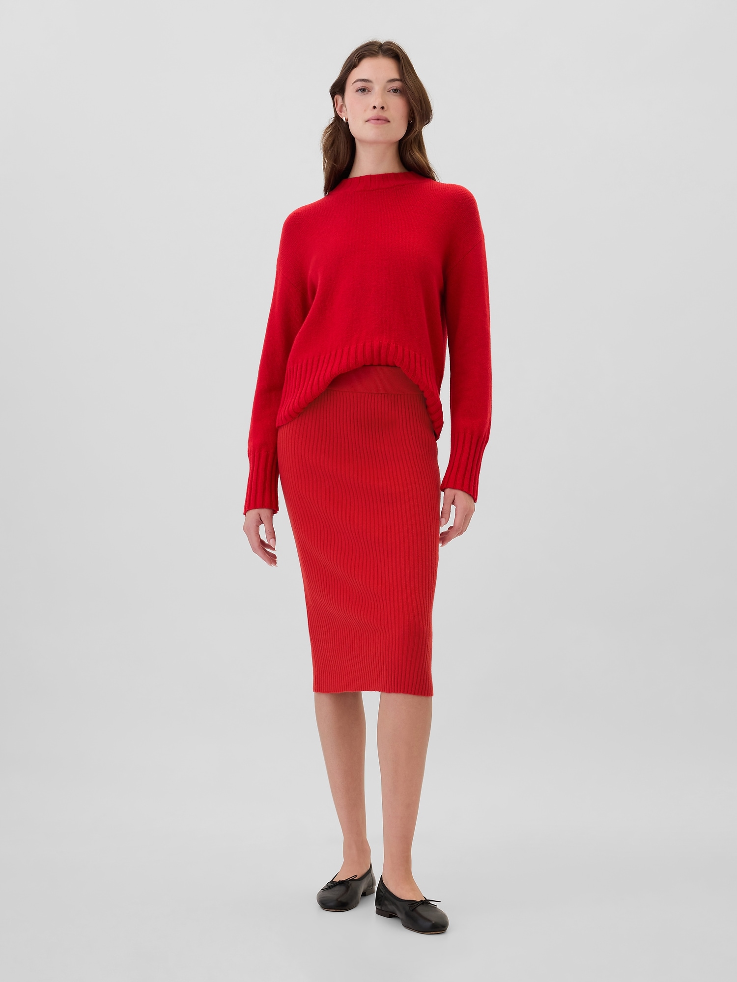 CashSoft Ribbed Sweater Midi Skirt