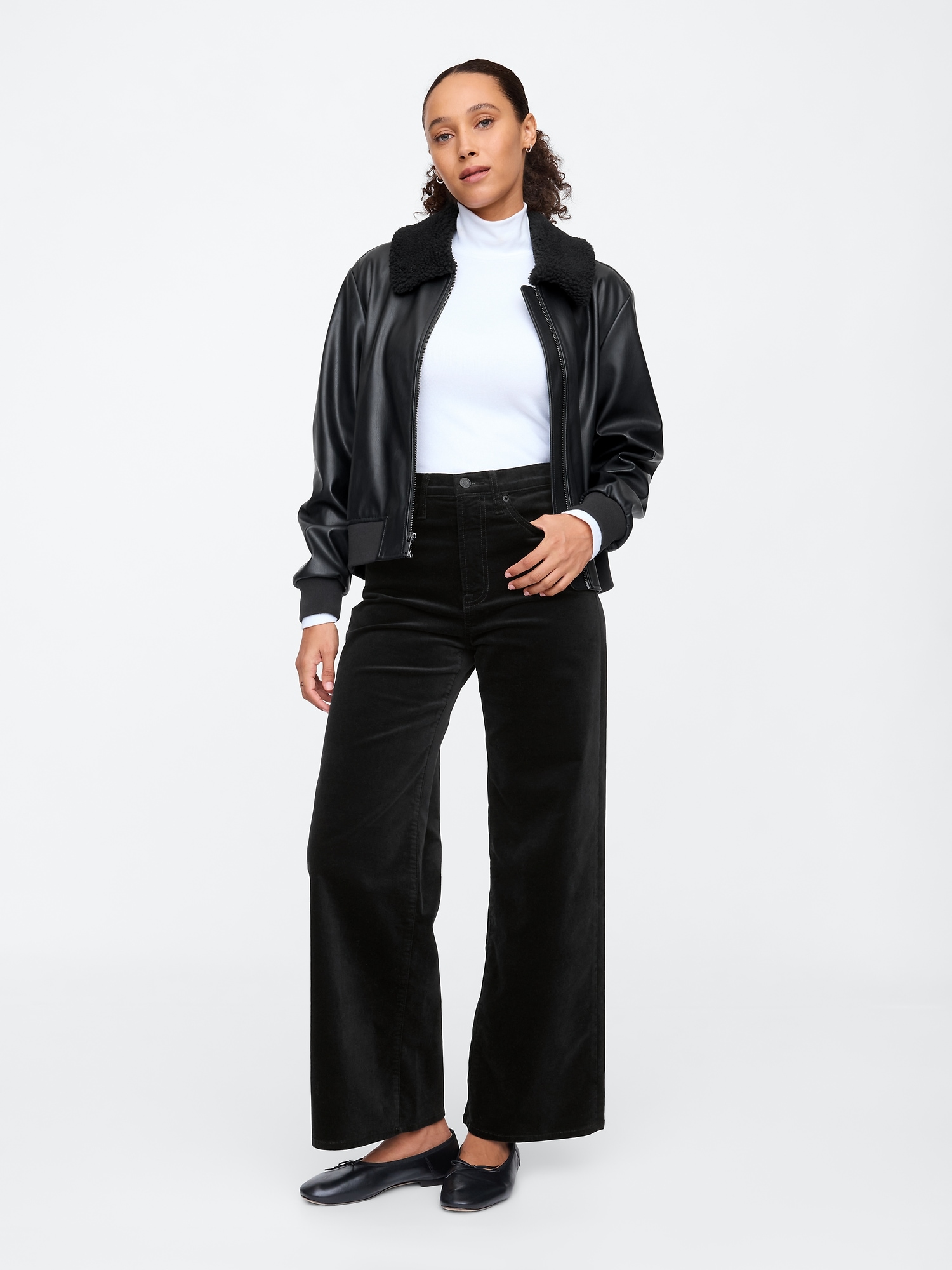 High Rise Velvet Wide-Leg Pants