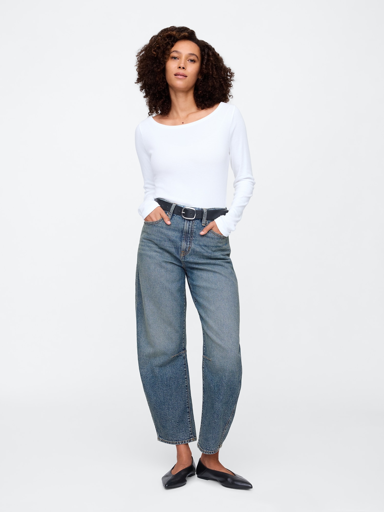 High Rise Barrel Jeans