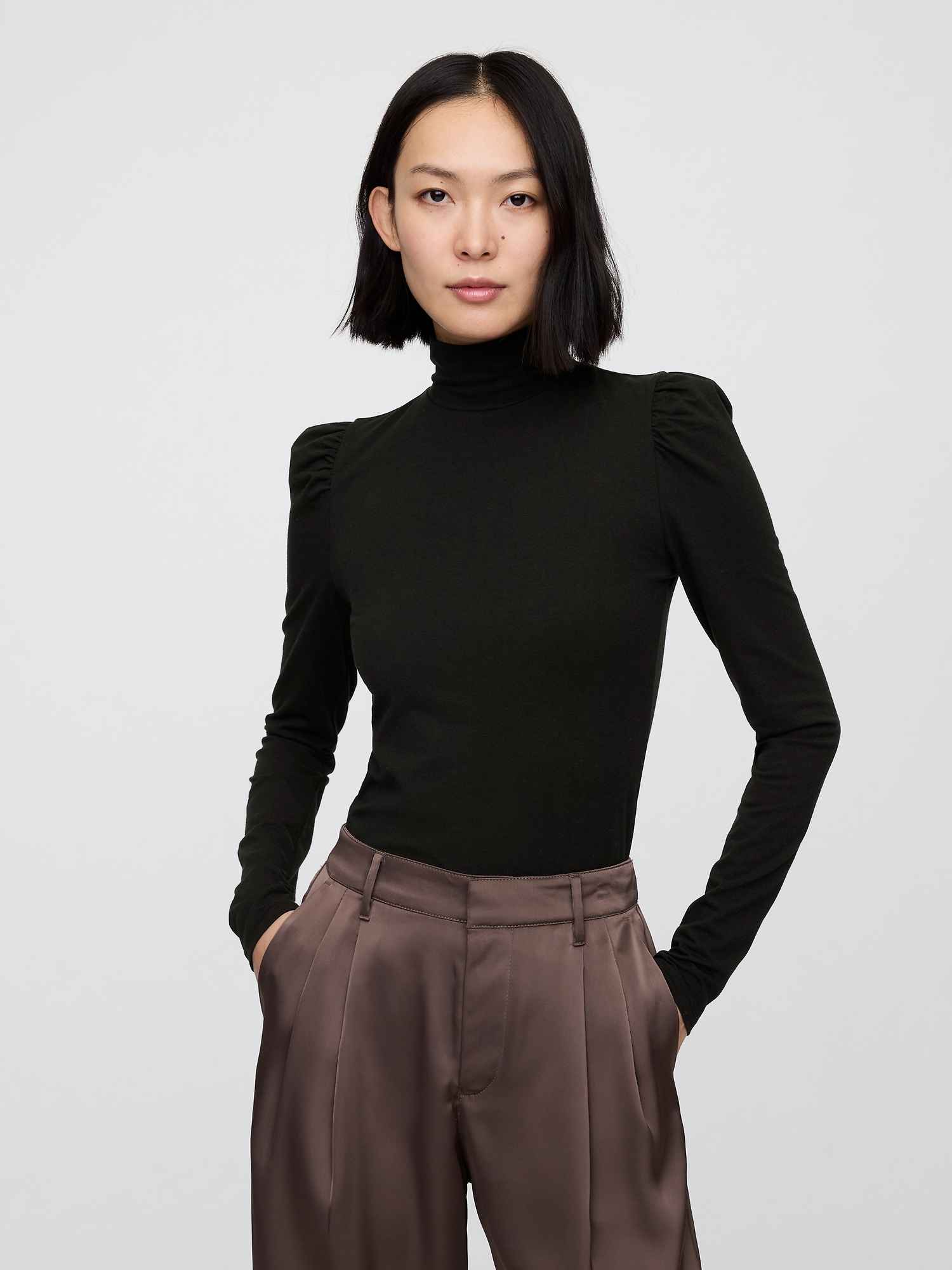 Mockneck Puff Sleeve T-Shirt