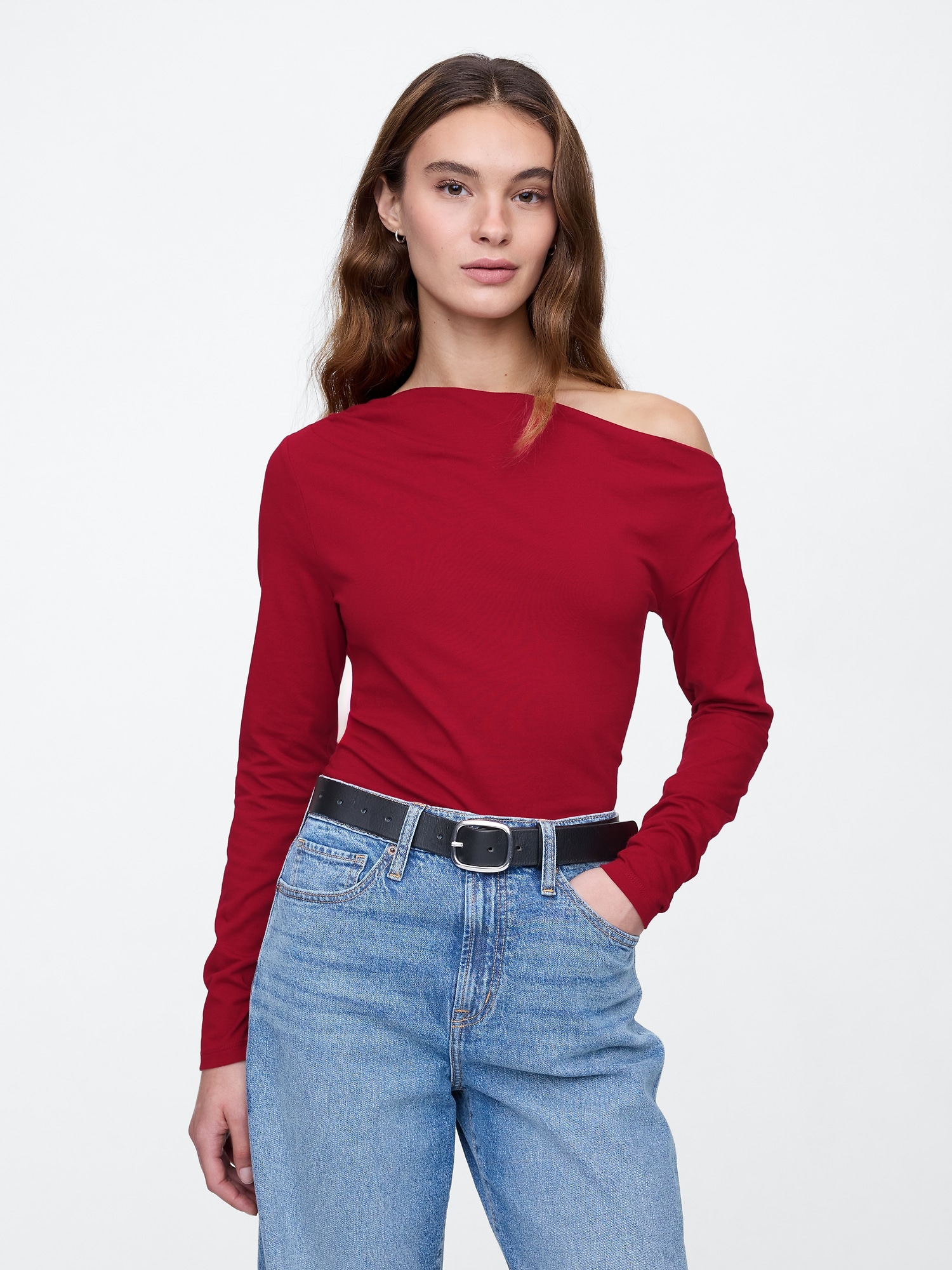 Stretch Jersey One-Shoulder Top