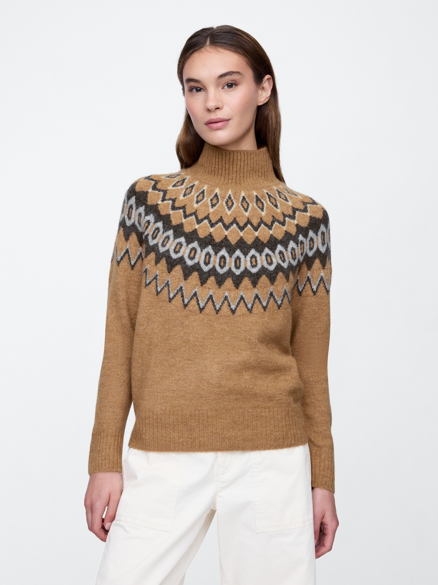 Relaxed Fair Isle Mockneck Sweater