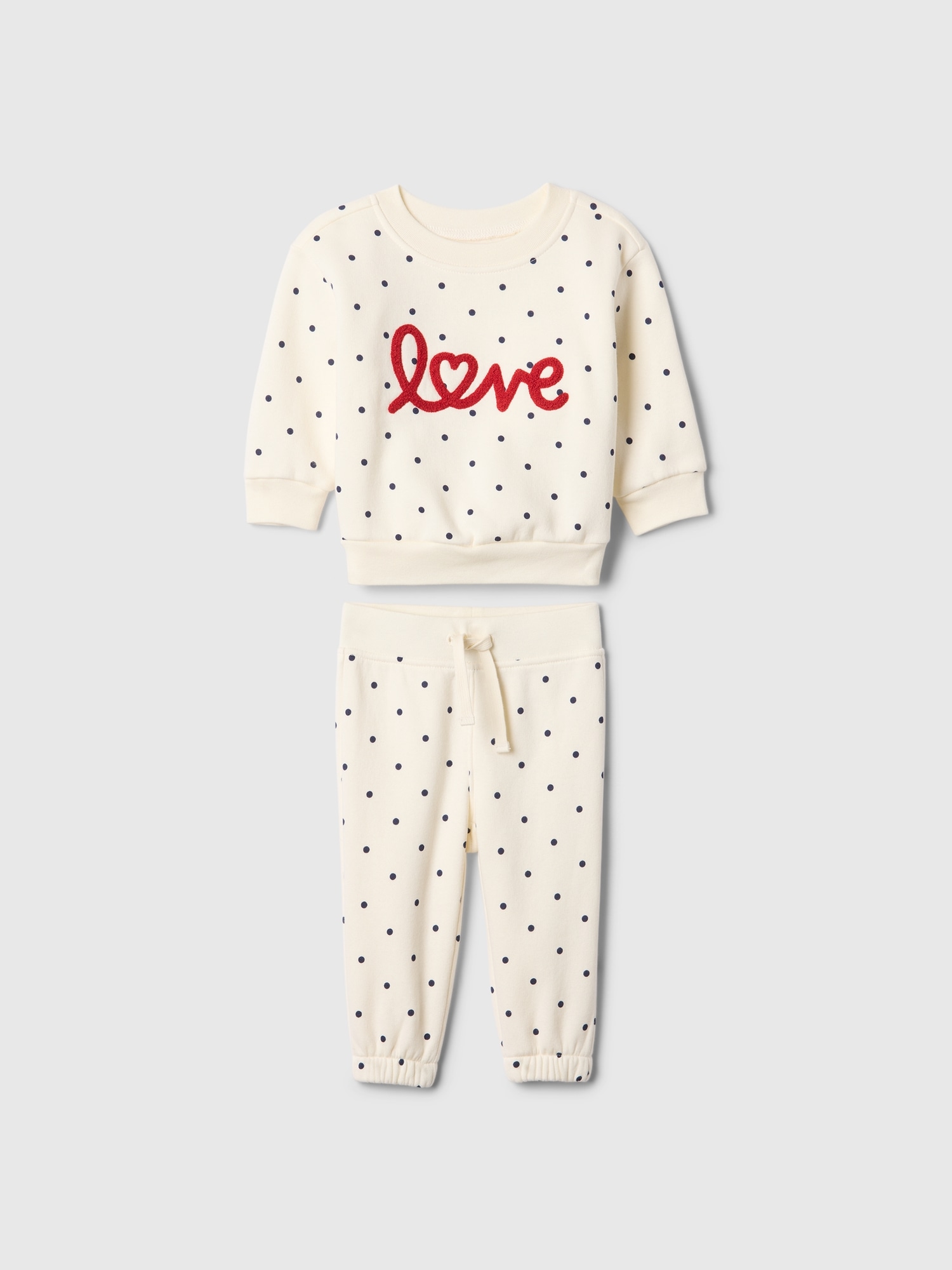 Baby Valentine's Day Two-Piece Outfit Set - Beige