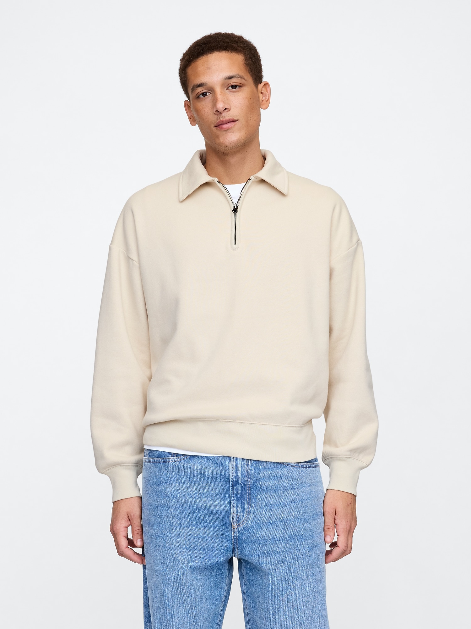 Oversized Vintage Soft Quarter-Zip Sweatshirt