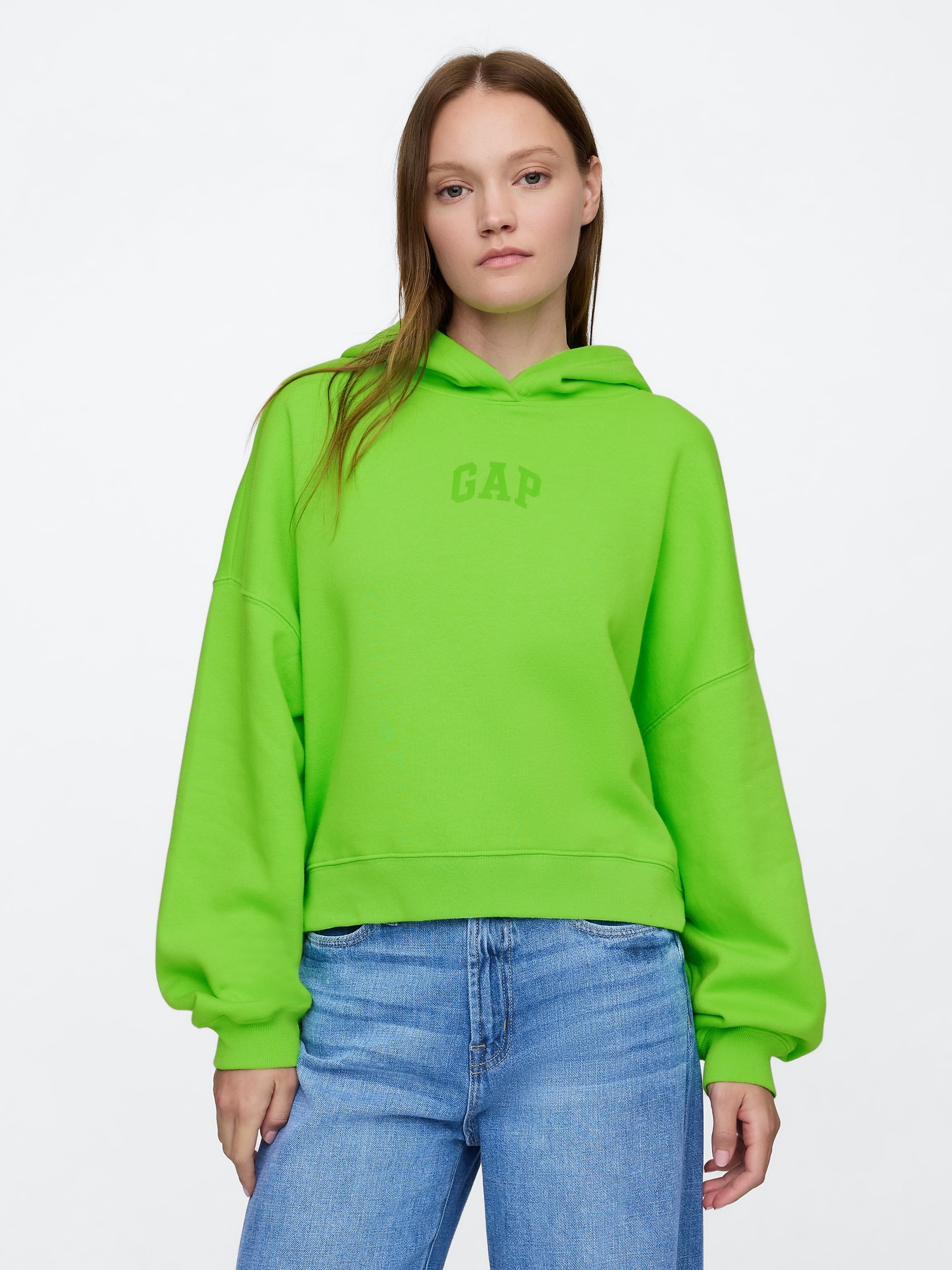 Relaxed Gap Mini-Logo Cropped Hoodie