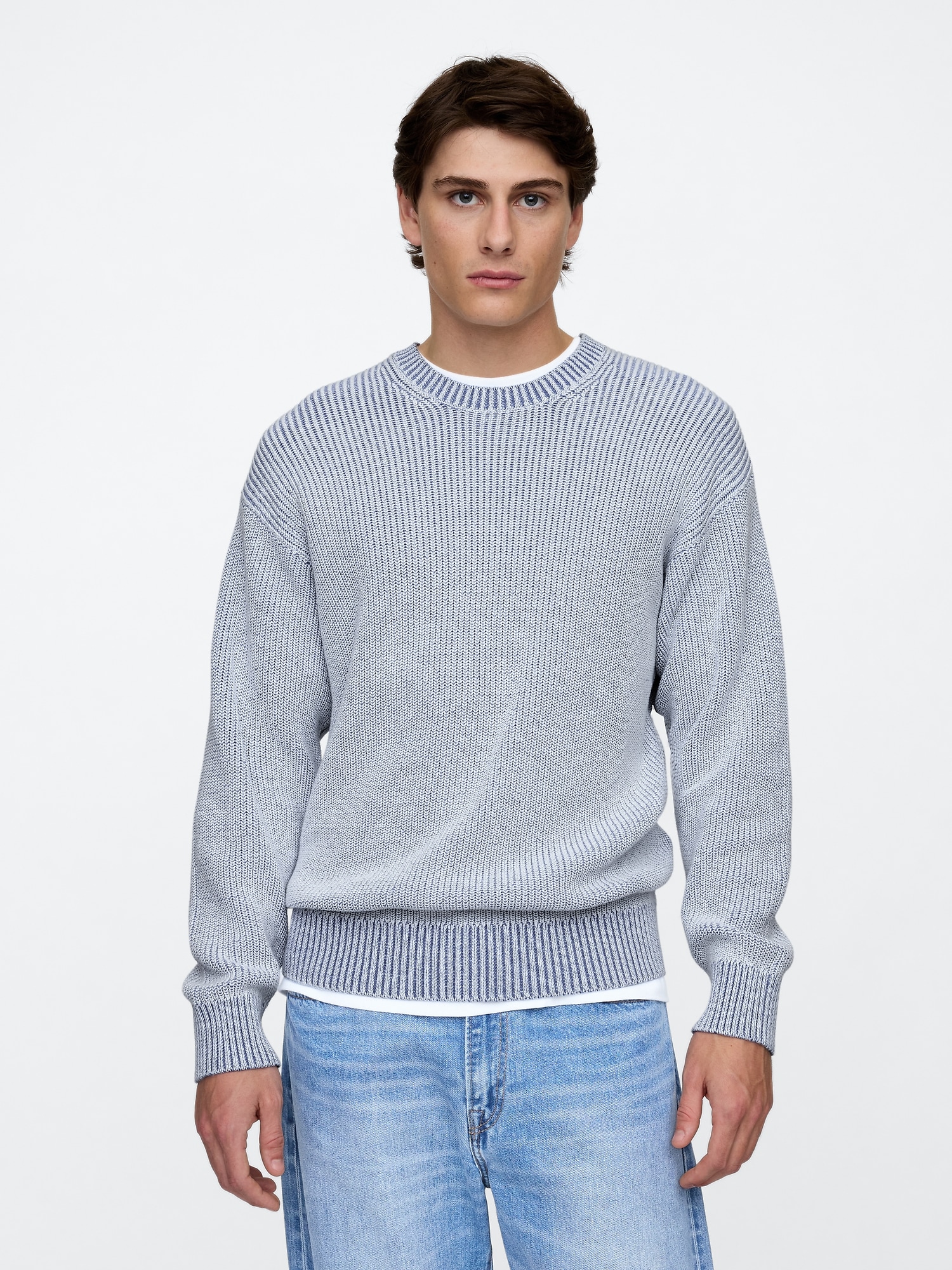 Relaxed Plaited Crewneck Sweater