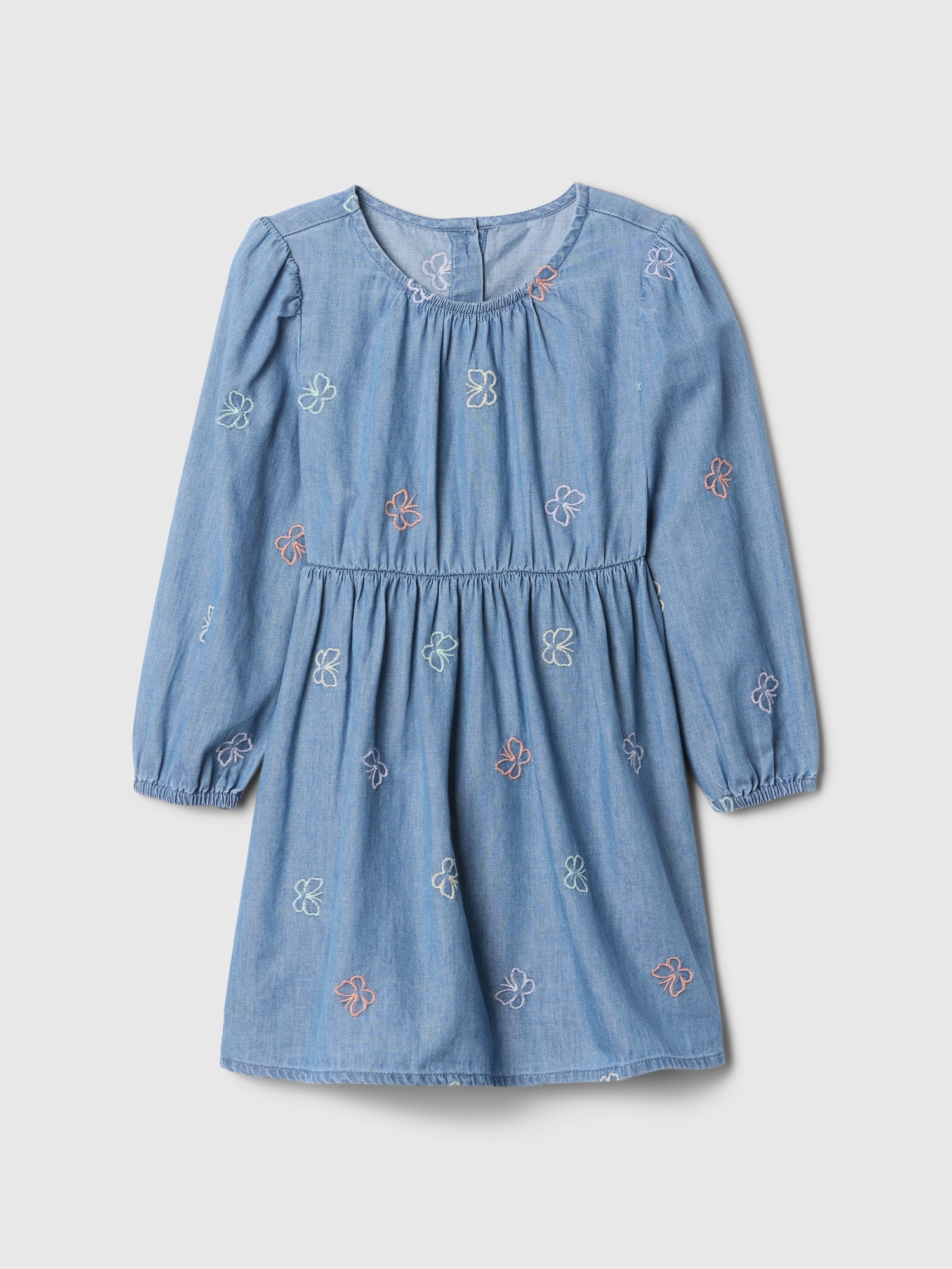 babyGap Chambray Puff Sleeve Dress - Blue