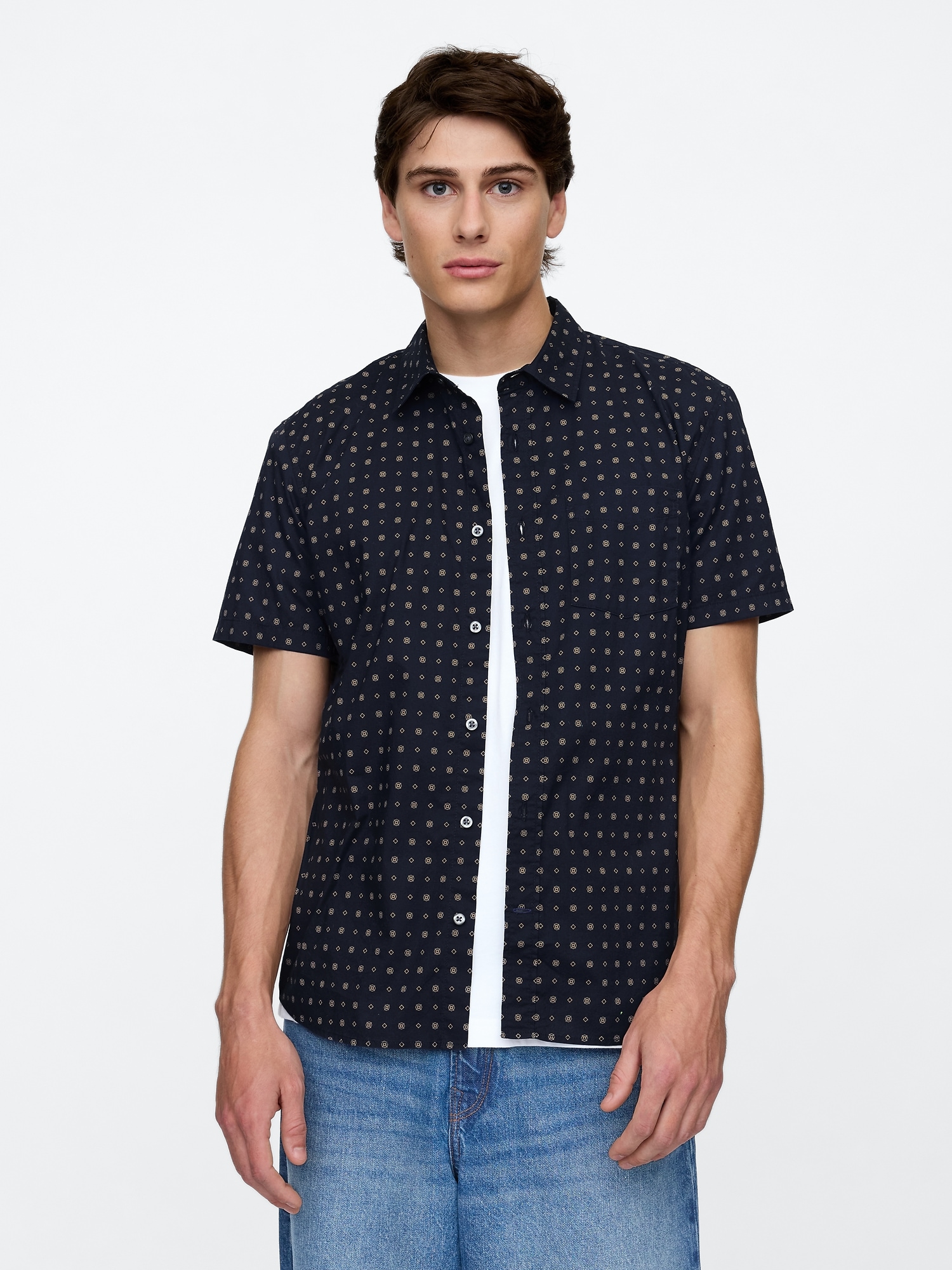 Stretch Poplin Shirt in Standard Fit