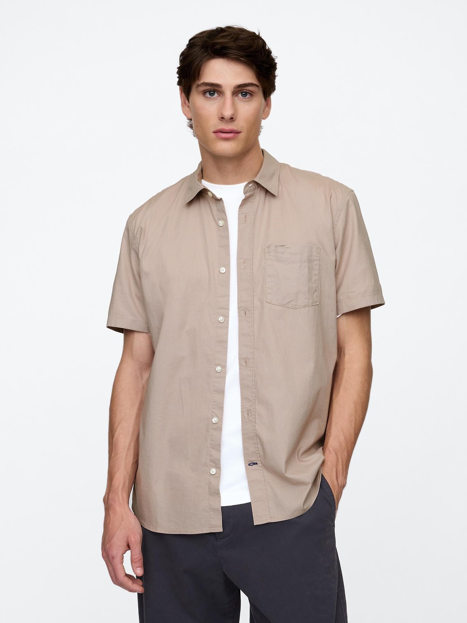 Stretch Poplin Shirt in Standard Fit