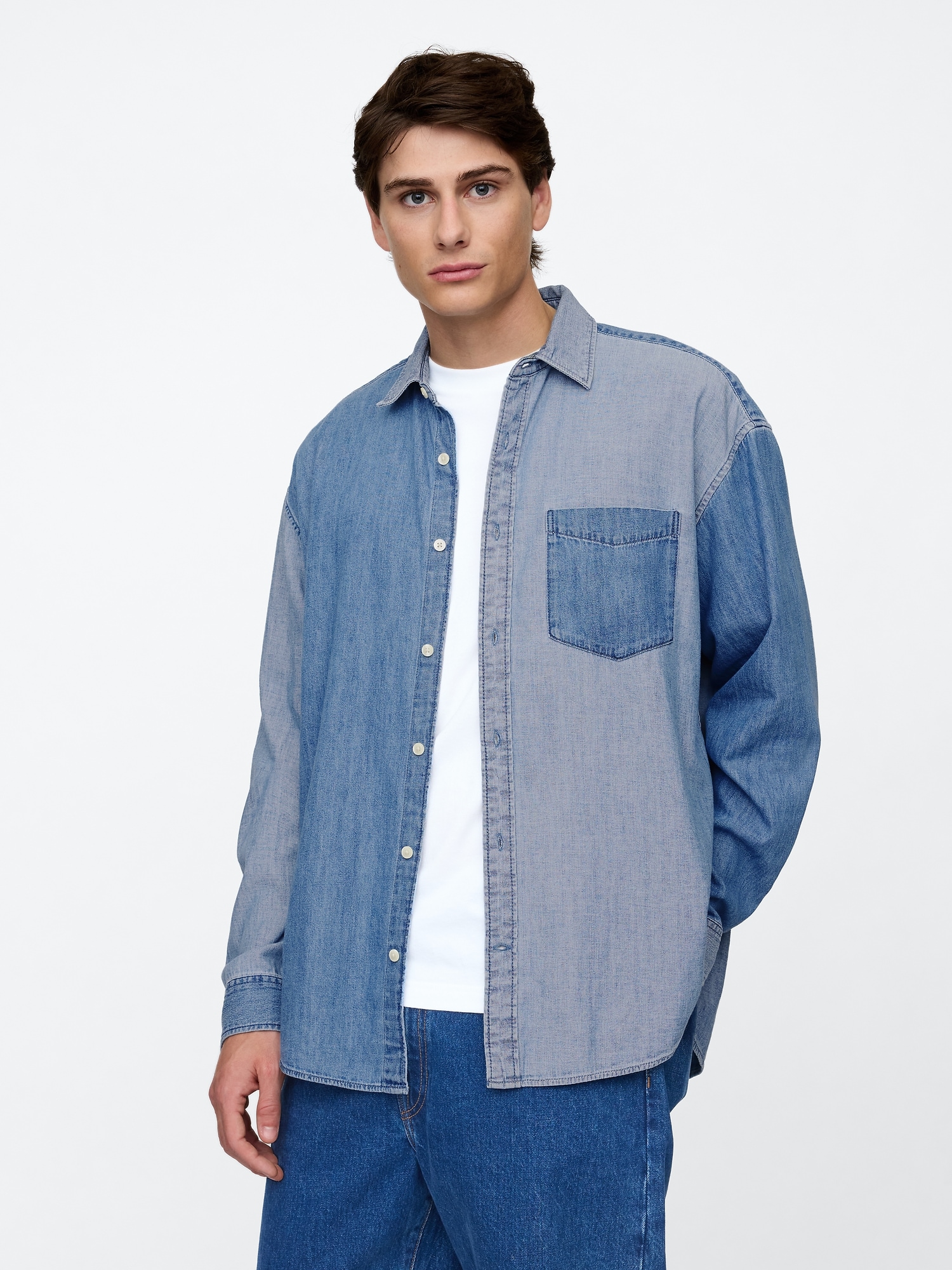 Patchwork Denim Big Shirt