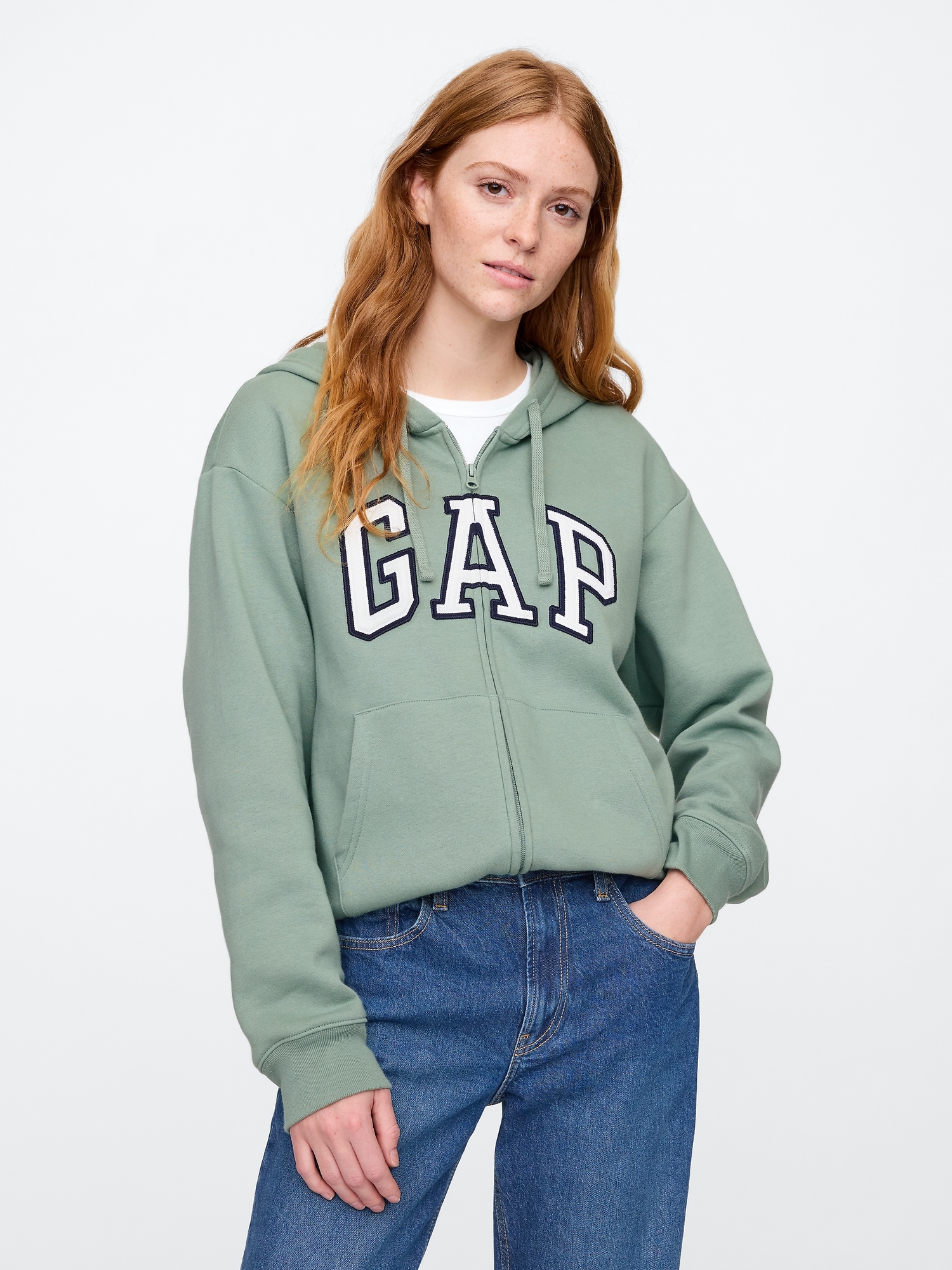 Relaxed Gap Logo Zip Hoodie