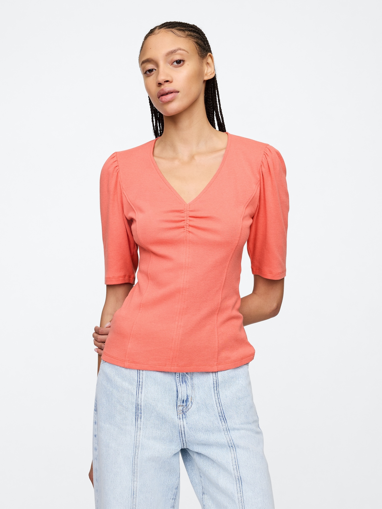 Favorite Puff Sleeve V-Neck T-Shirt