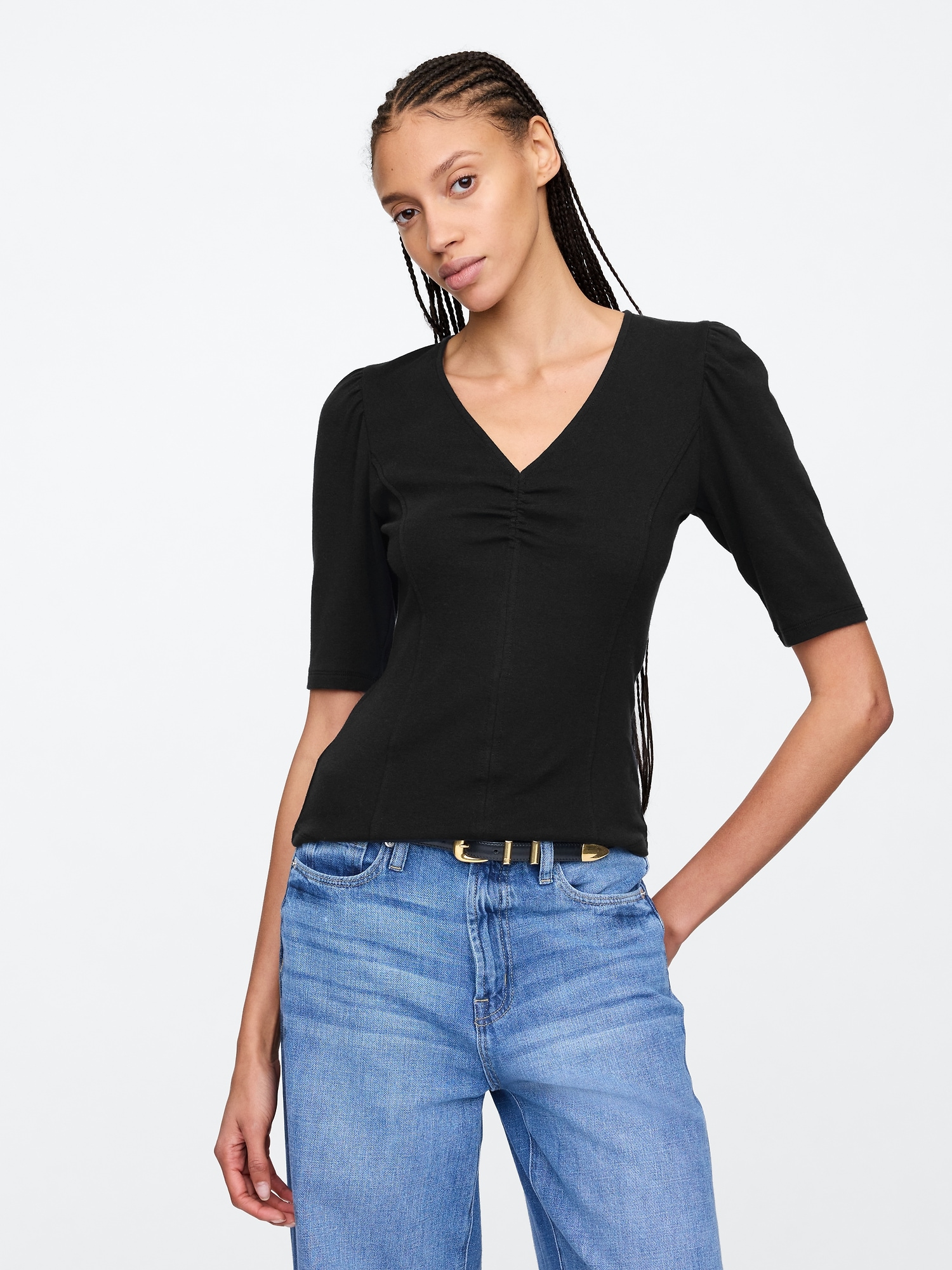 Favorite Puff Sleeve V-Neck T-Shirt