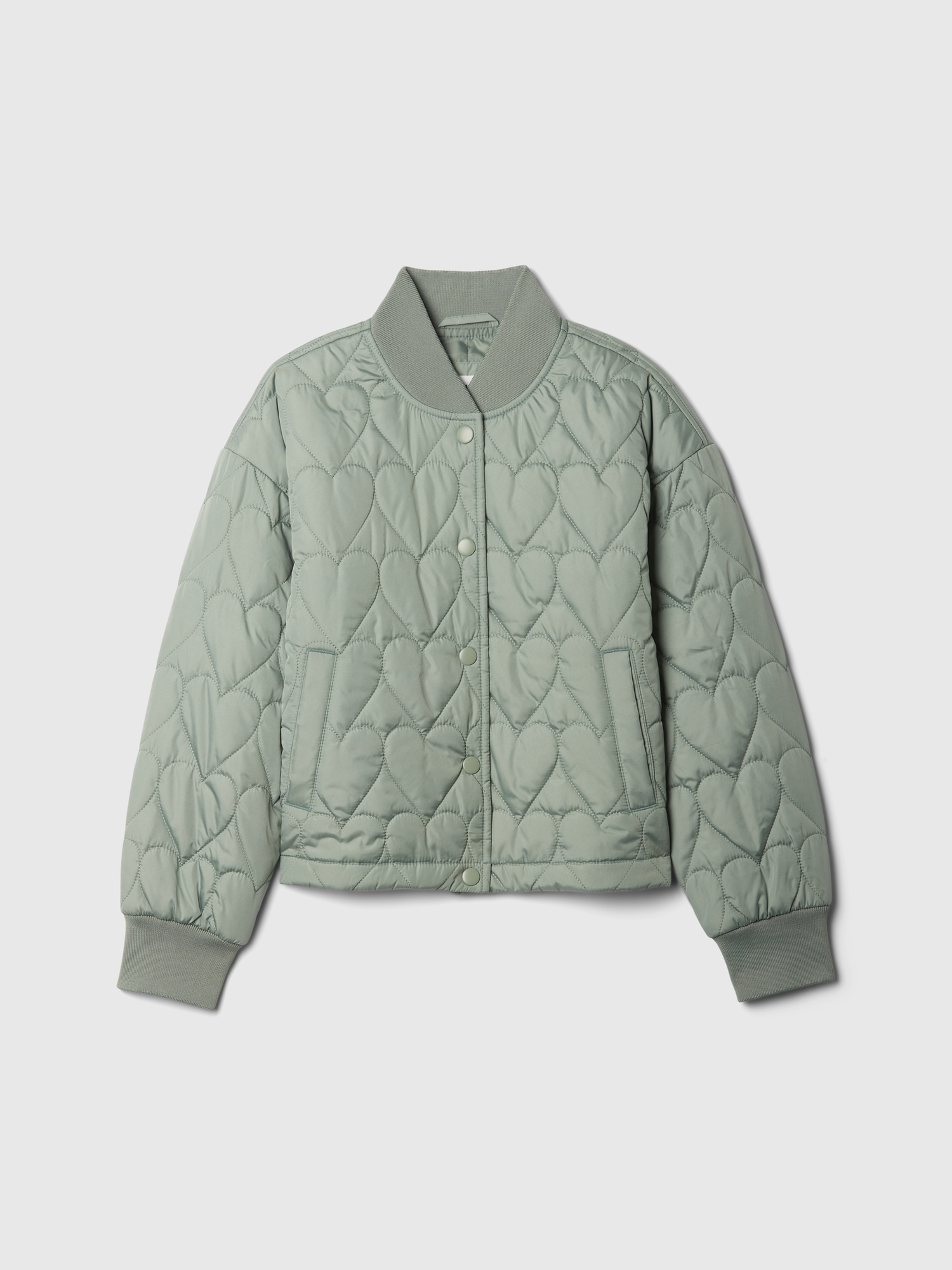 Kids Heart Quilted Jacket - Green