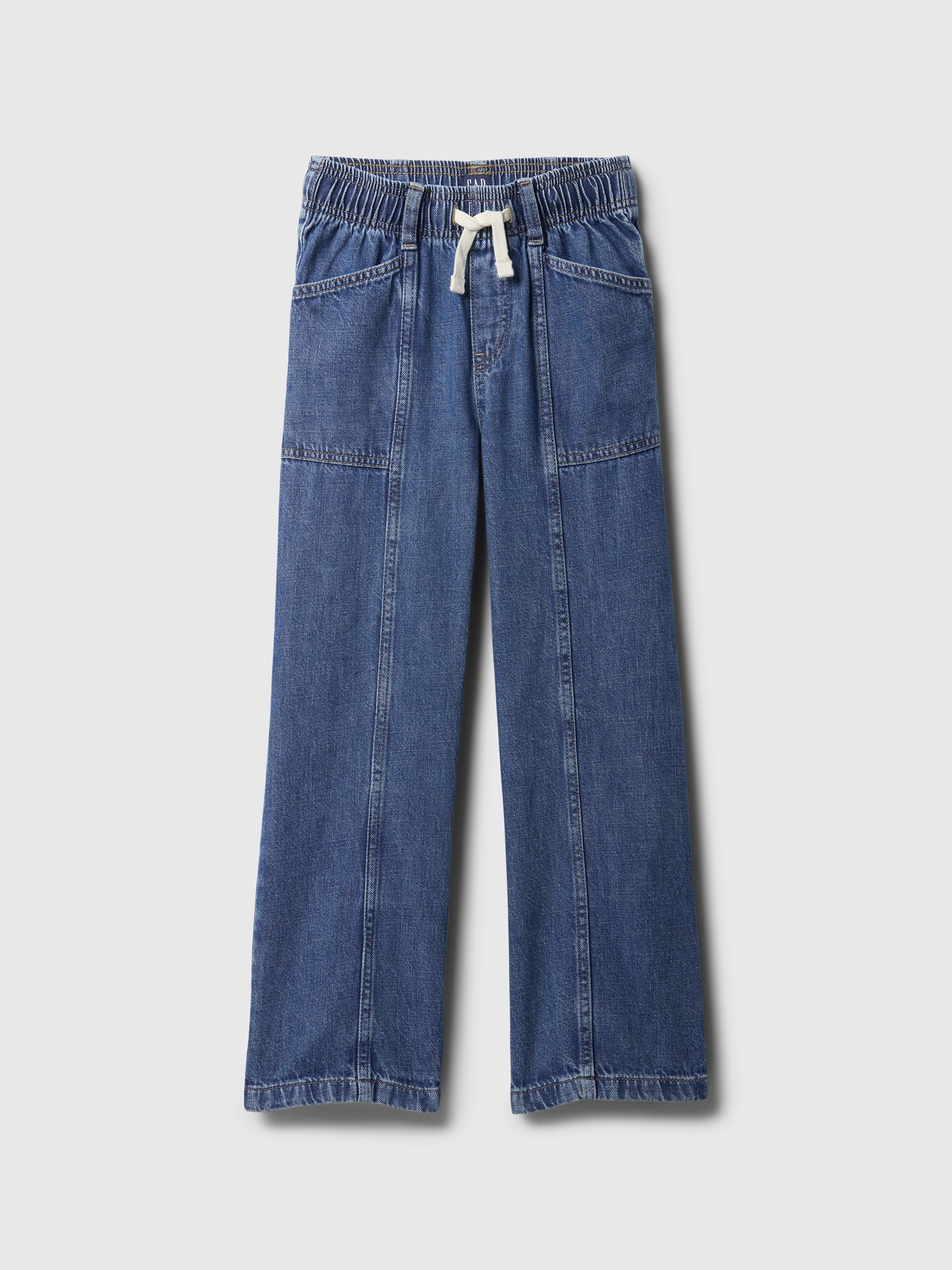 Kids Seamed Wide-Leg Pull-On Jeans