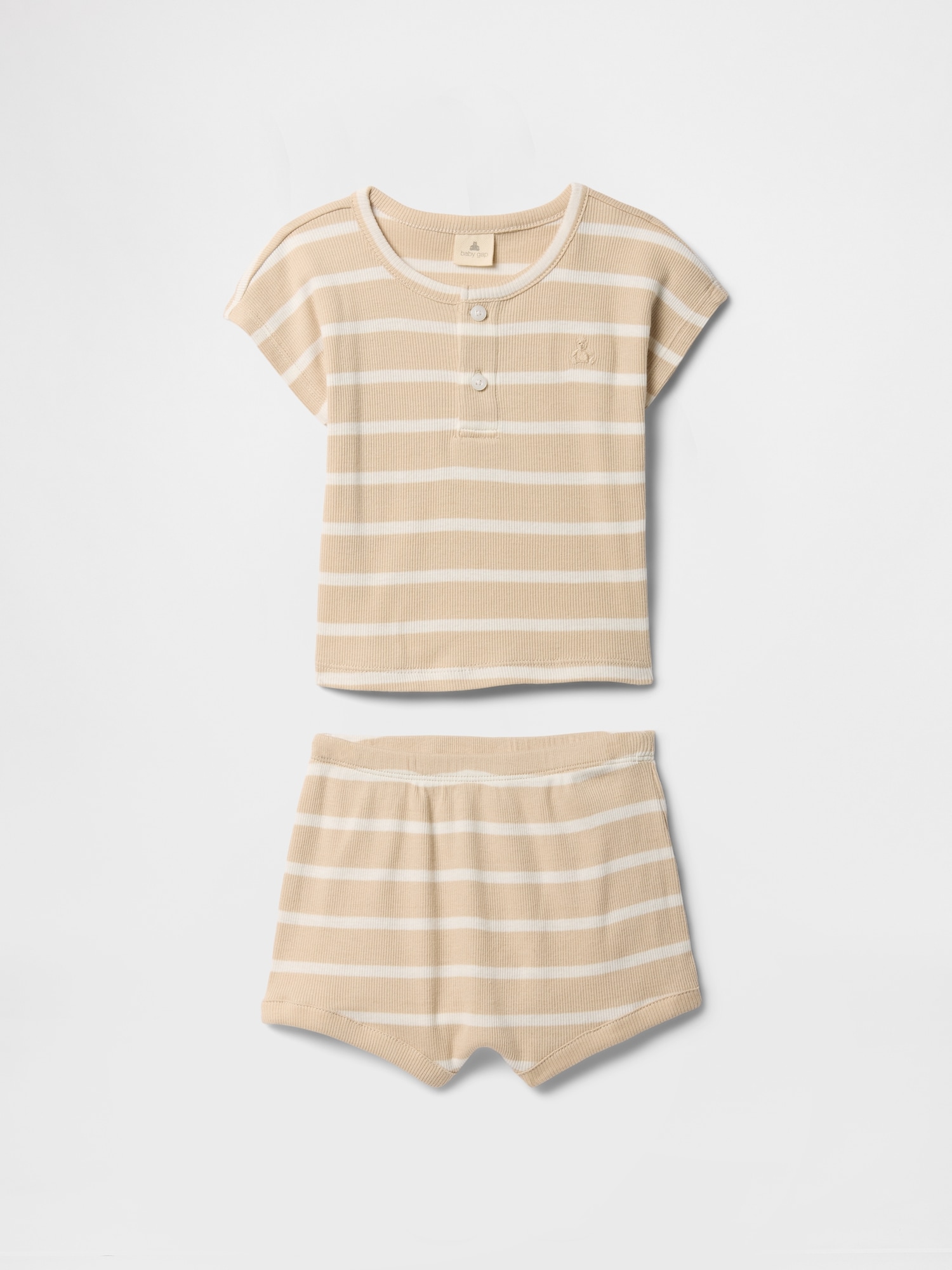 Baby Ribbed Henley Two-Piece Outfit Set