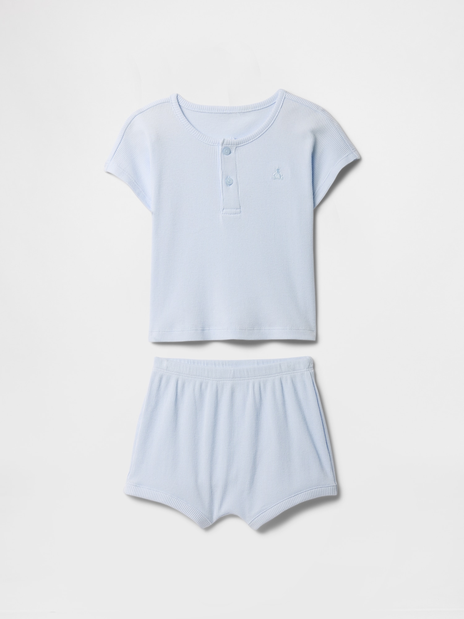 Baby Ribbed Henley Two-Piece Outfit Set