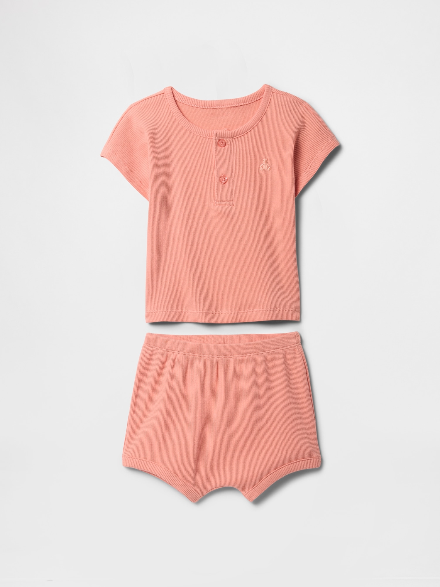 Baby Ribbed Henley Two-Piece Outfit Set